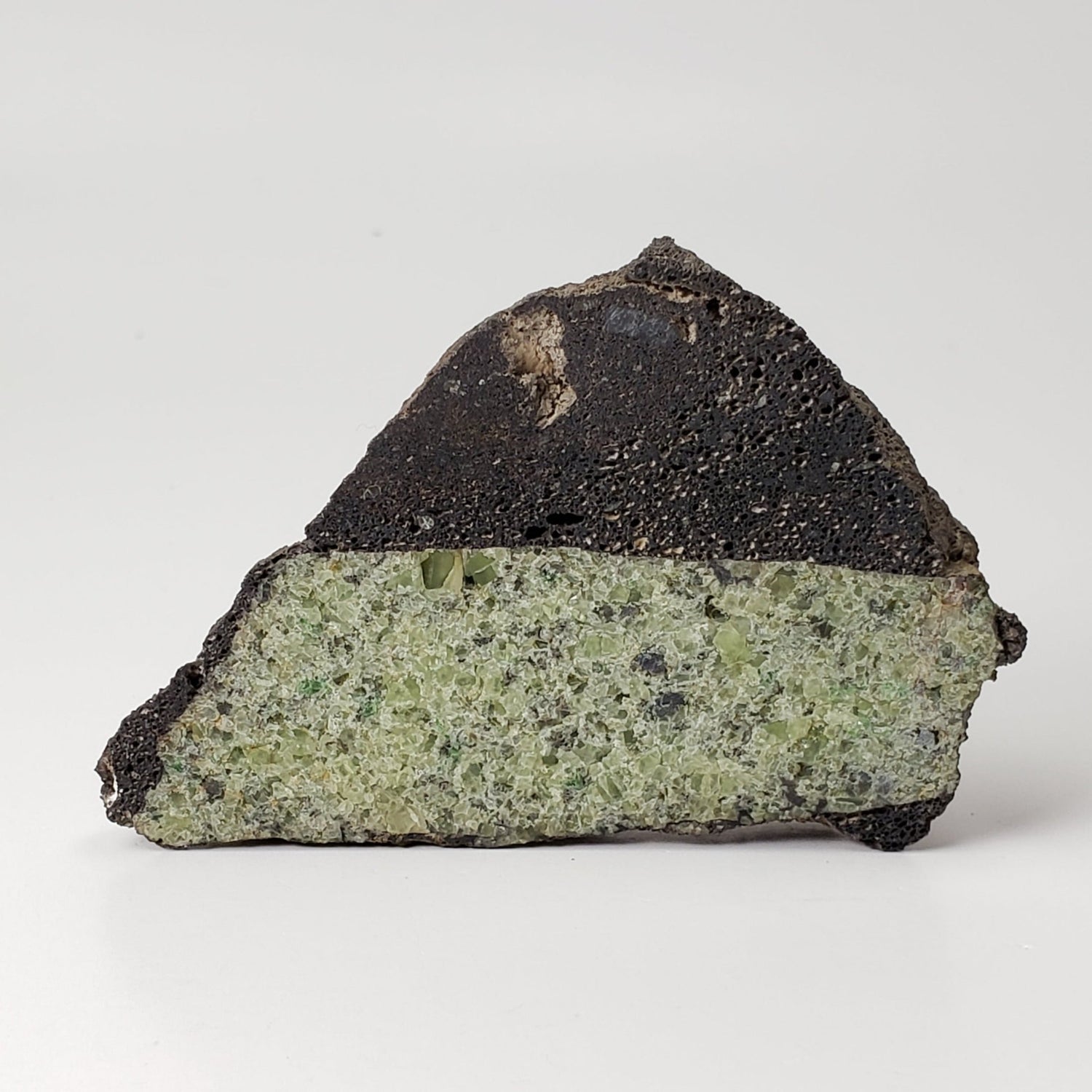 Olivine Volcanic Bomb Slice | Lava Coated Crystal | 71.2 gr, | Mortlake Victoria, Australia