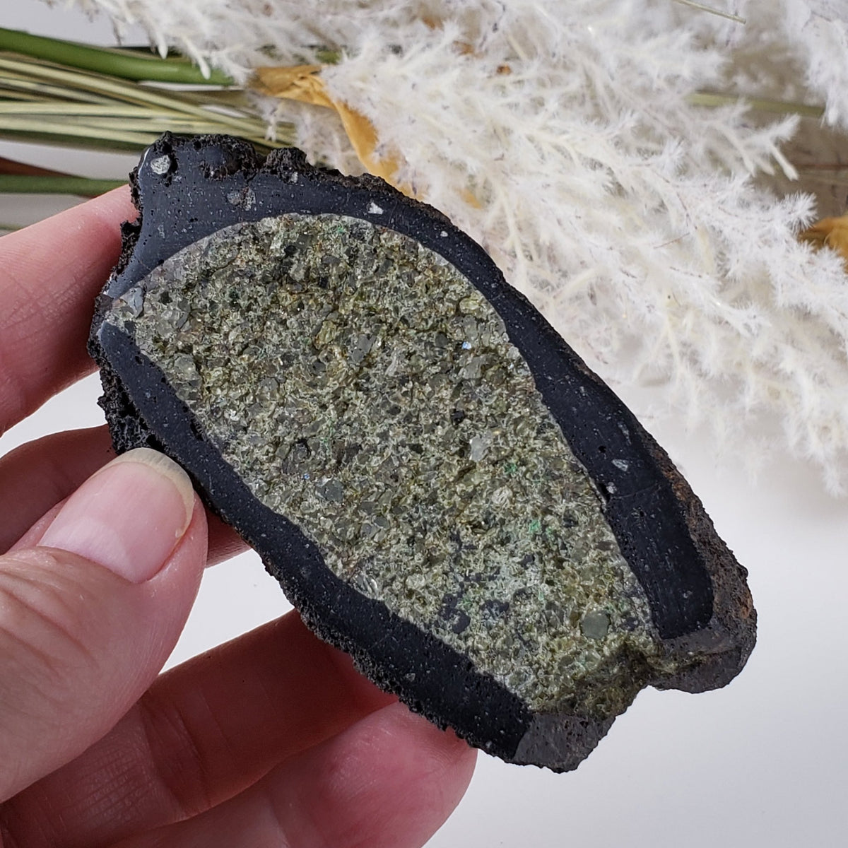  Olivine Volcanic Bomb Slice  83.9 gr from Mortlake Victoria, Australia 