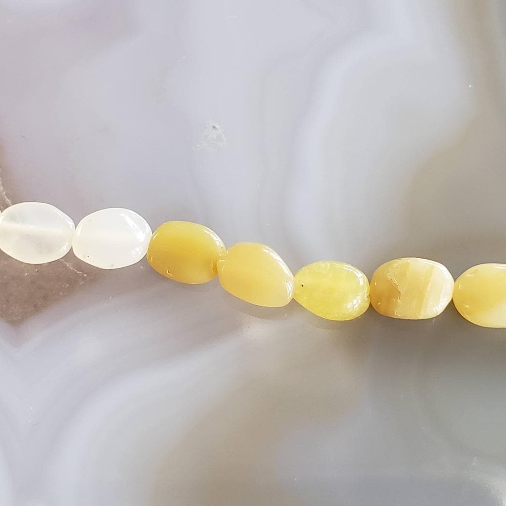 Opal Gemstone Beads | 38 cm, 15 inch Strand | Oval | Lemon Yellow