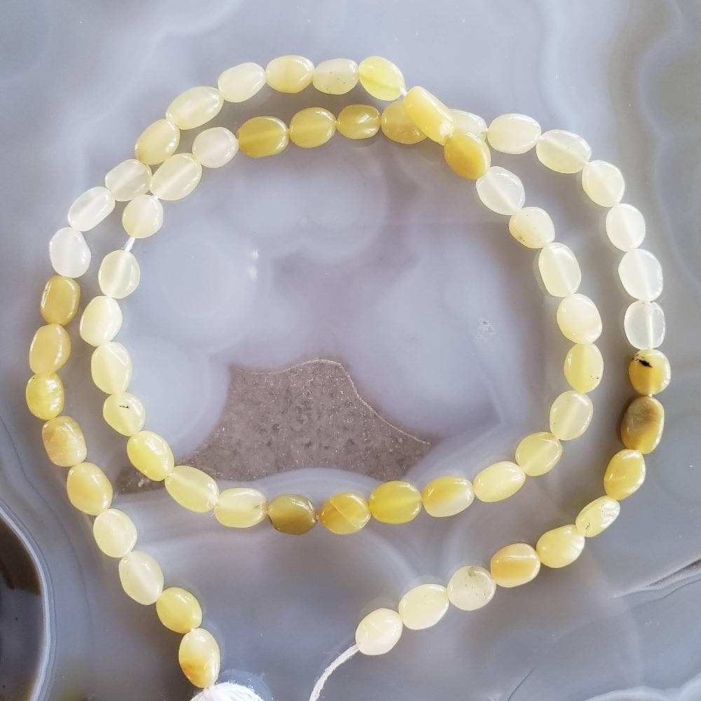 Opal Gemstone Beads | 38 cm, 15 inch Strand | Oval | Lemon Yellow