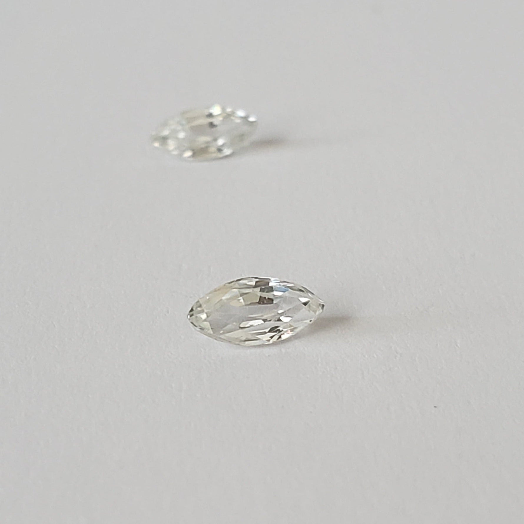 Pair of Zircon Gemstones | Marquise Cut | White | 7.5x3.6mm