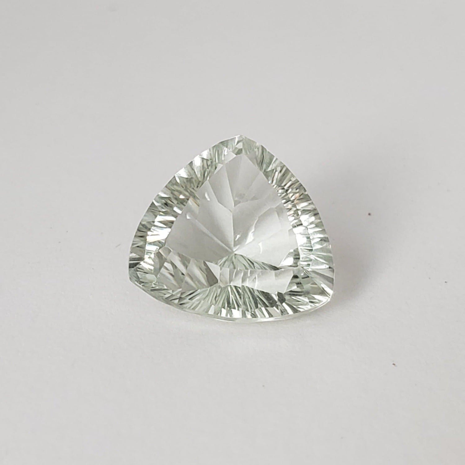  Prasiolite | Green Amethyst | Trilliant Concave Cut | Light Green | 12mm 5.36ct 