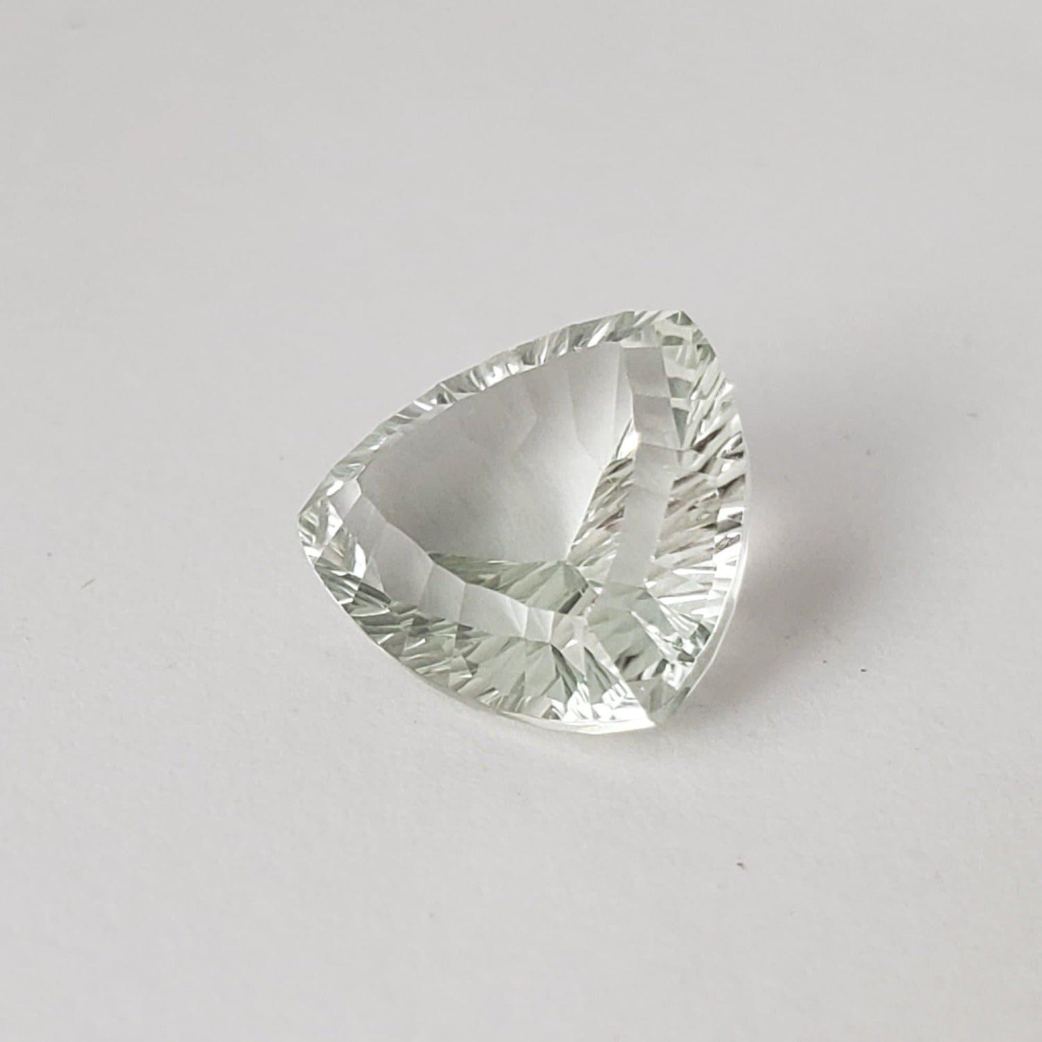  Prasiolite | Green Amethyst | Trilliant Concave Cut | Light Green | 12mm 5.36ct 