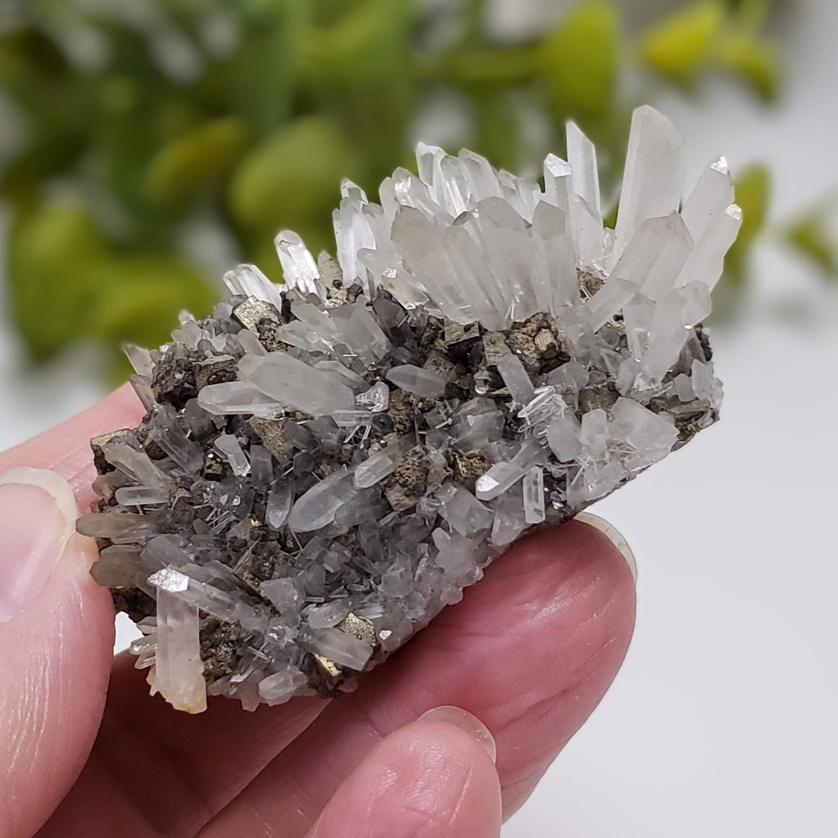 Pyrite on Quartz Crystals | Natural Raw Mineral | 90.6 Grams