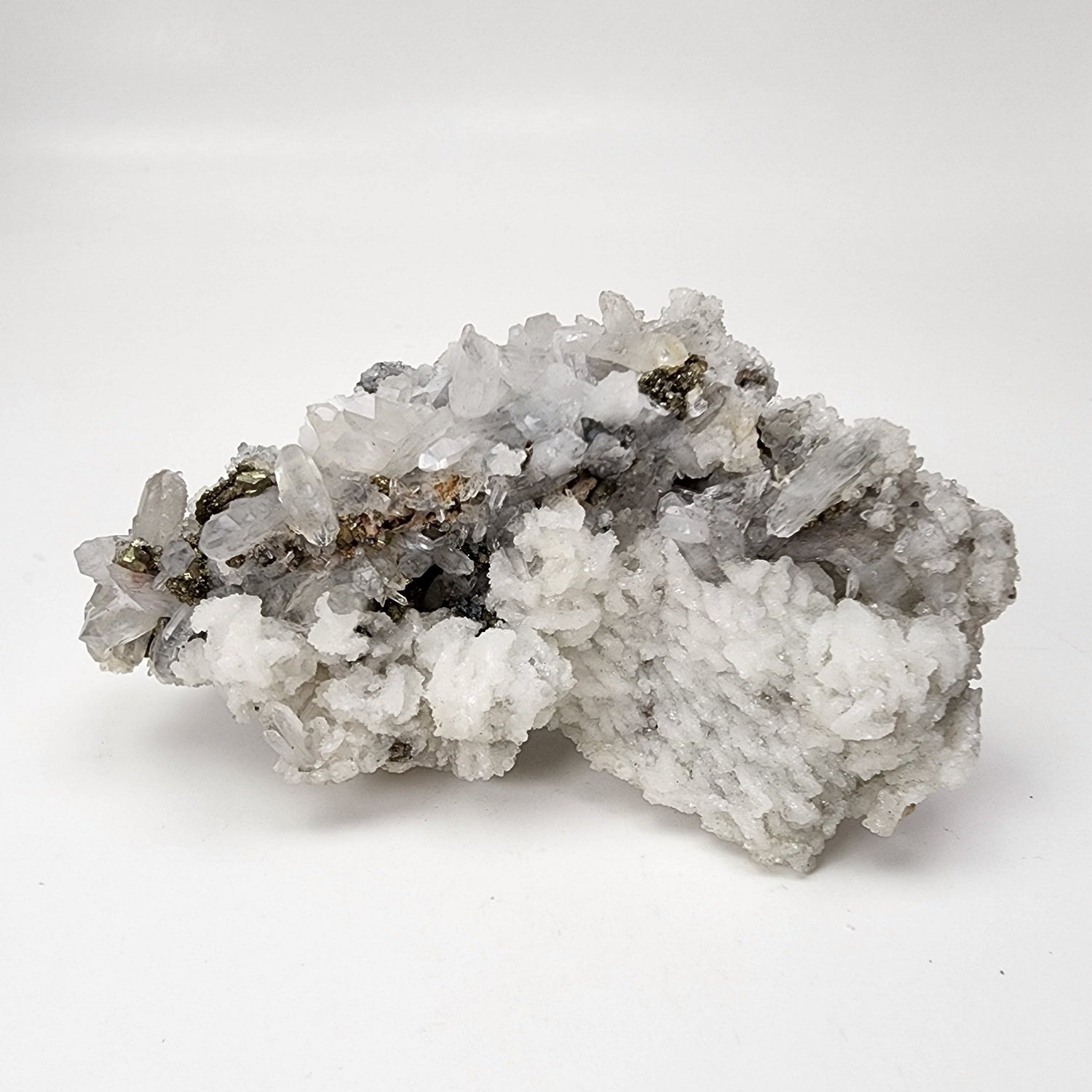  Pyrite on Quartz Crystals | Natural Raw Mineral | 93 Grams | Zacatecas, Mexico 