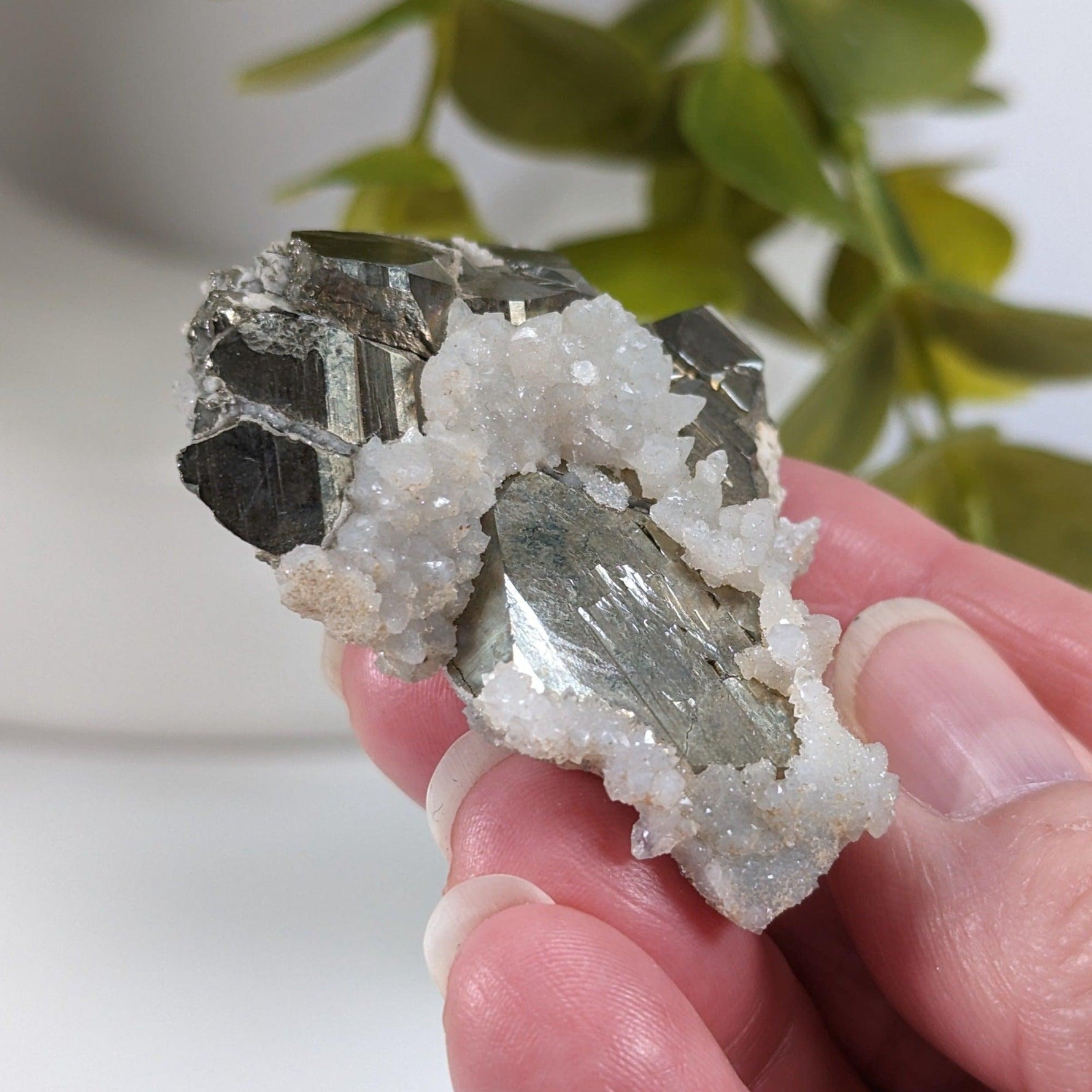 Pyrite with Calcite Crystal Cluster | 60.2 Grams | Pasto Bueno, Ancash Peru