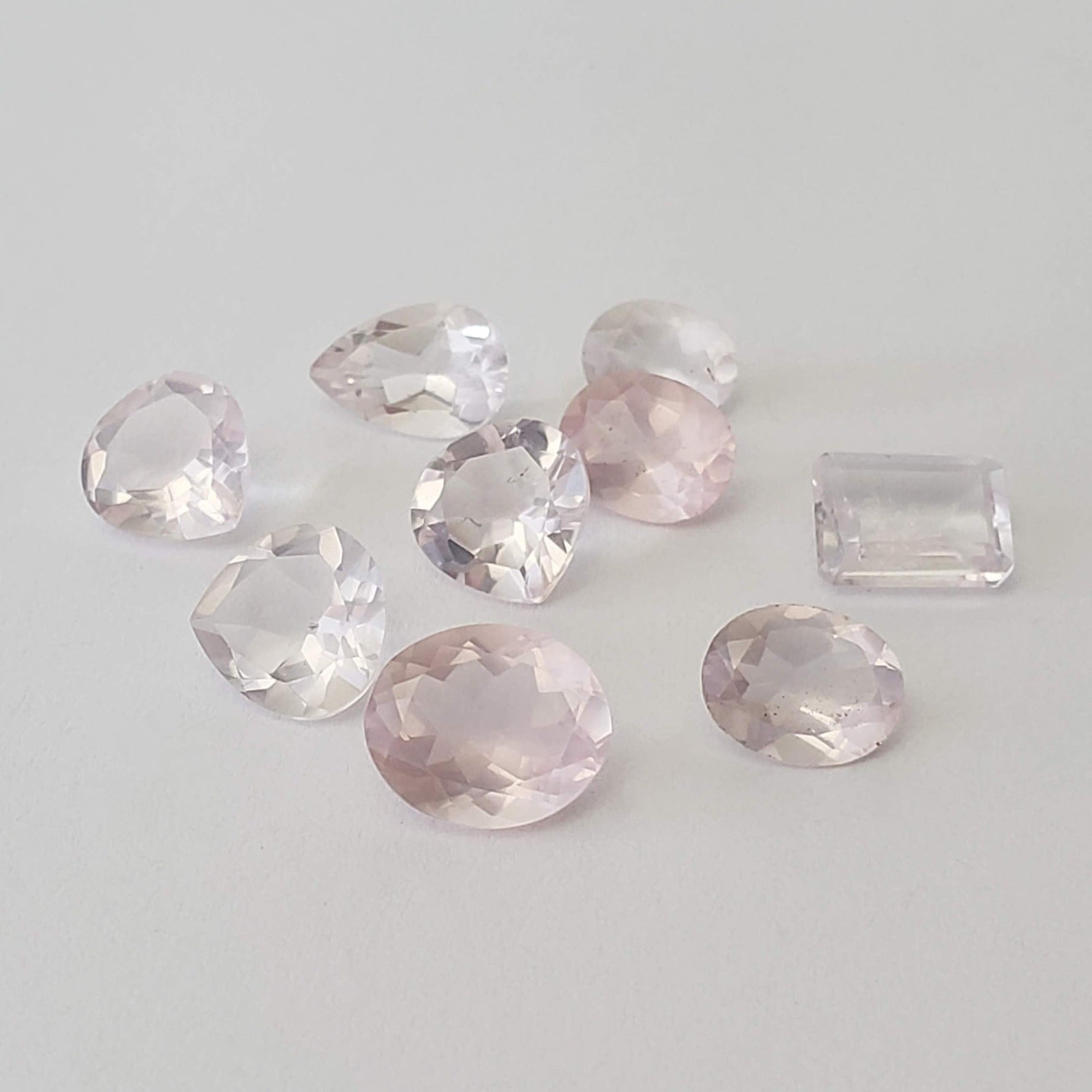  Rose Quartz | 9 Piece Rose Quartz Parcel | Mixed Shape | Mixed Size | 25ct | Brazil 