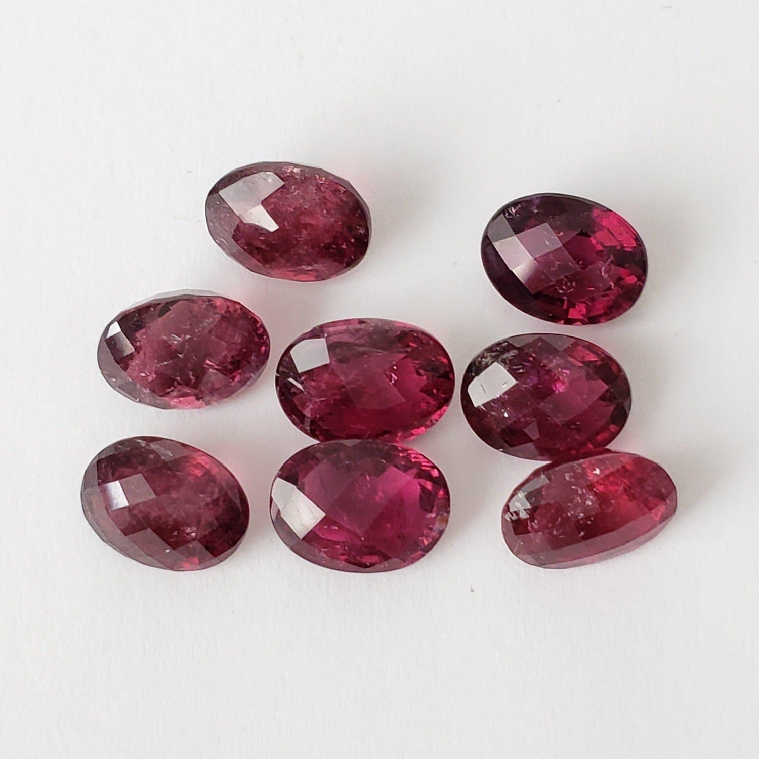  Rubellite | 8 pce Lot | Checkerboard Table Oval Cut | Dark Purple | 8x6mm | Madagascar 