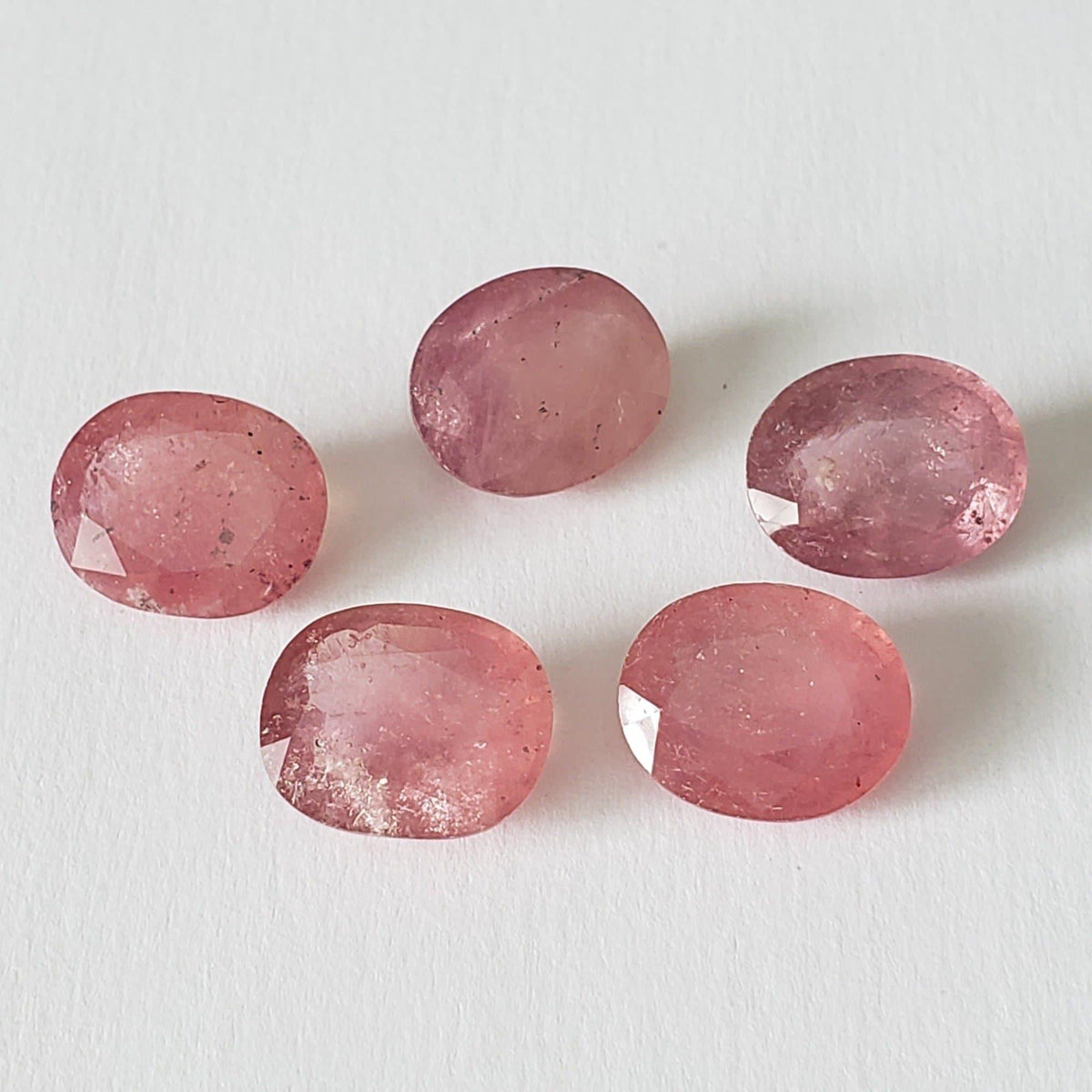  Ruby | 5 Piece Loose Gemstone Lot | Oval Cut | Orange Pink | 12x10mm 