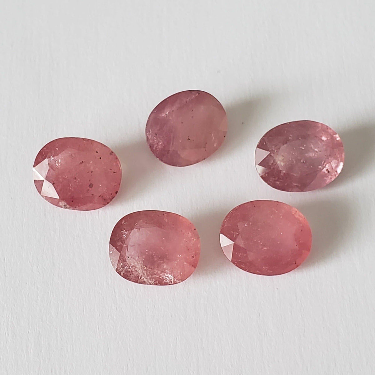  Ruby | 5 Piece Loose Gemstone Lot | Oval Cut | Orange Pink | 12x10mm 