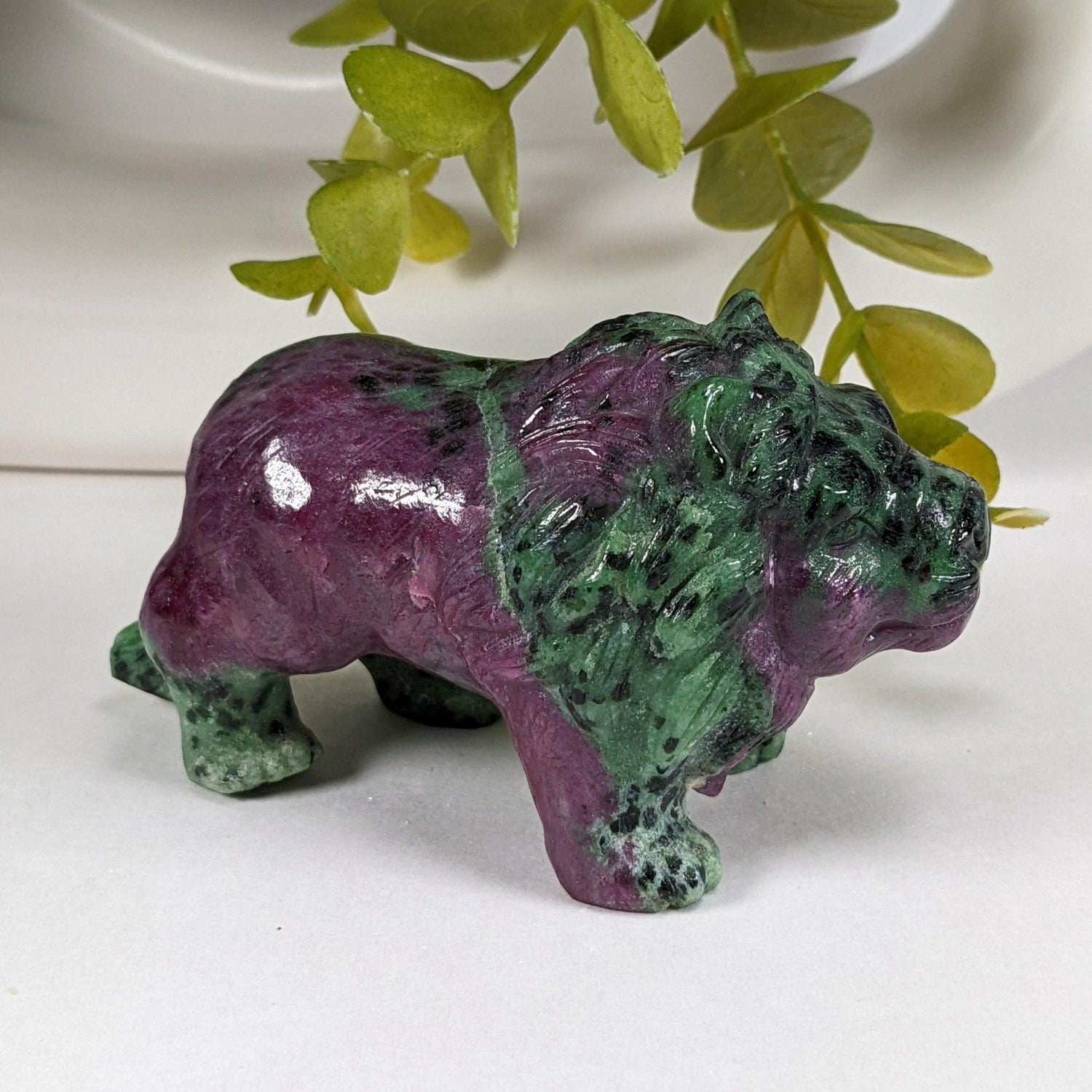 Ruby and Zoisite Lion Carving | Unheated | Natural | 306.2 gr, 1,531ct  | Tanzania