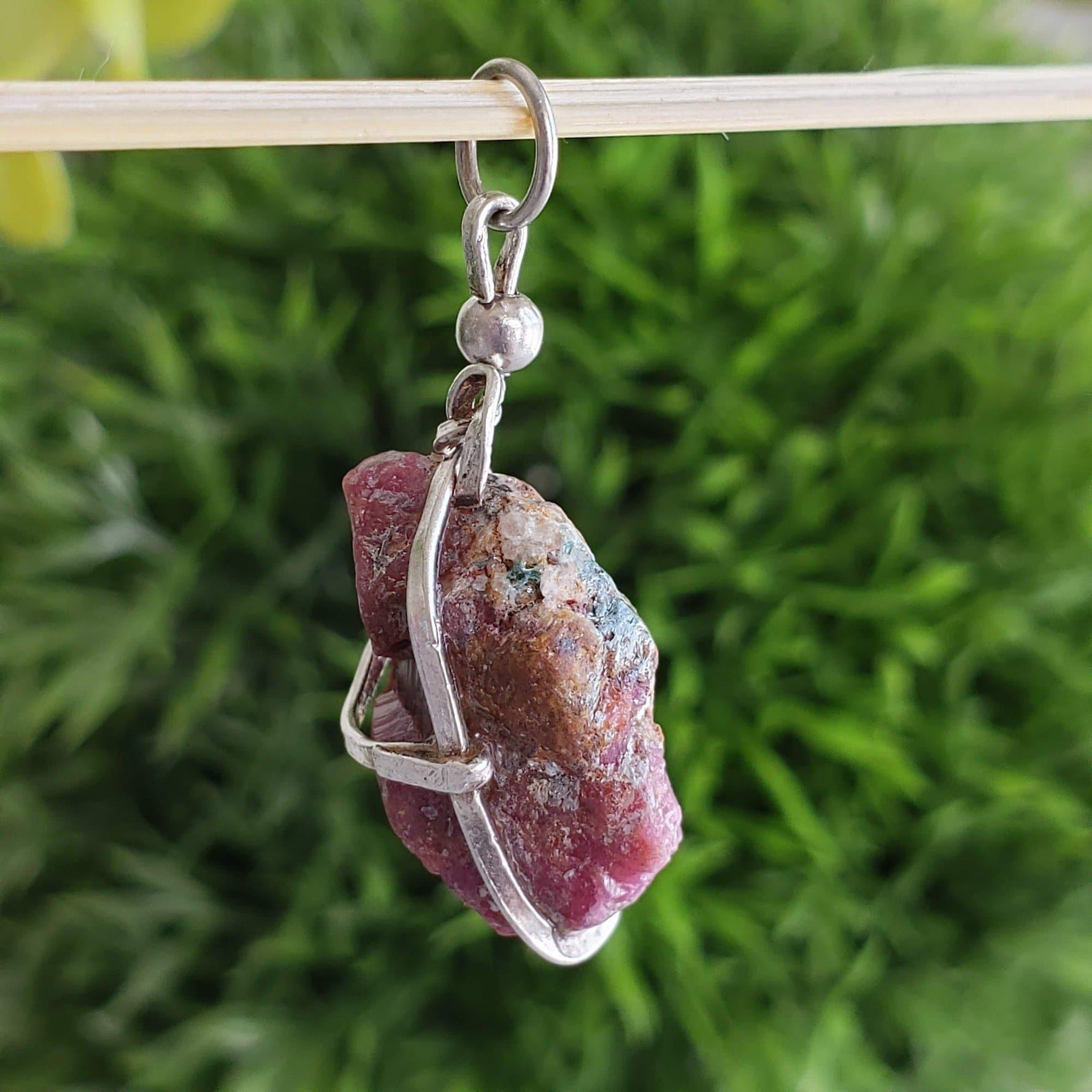 Ruby Pendant | 925 Silver Wire Wrapped Pendant | Natural Raw Ruby