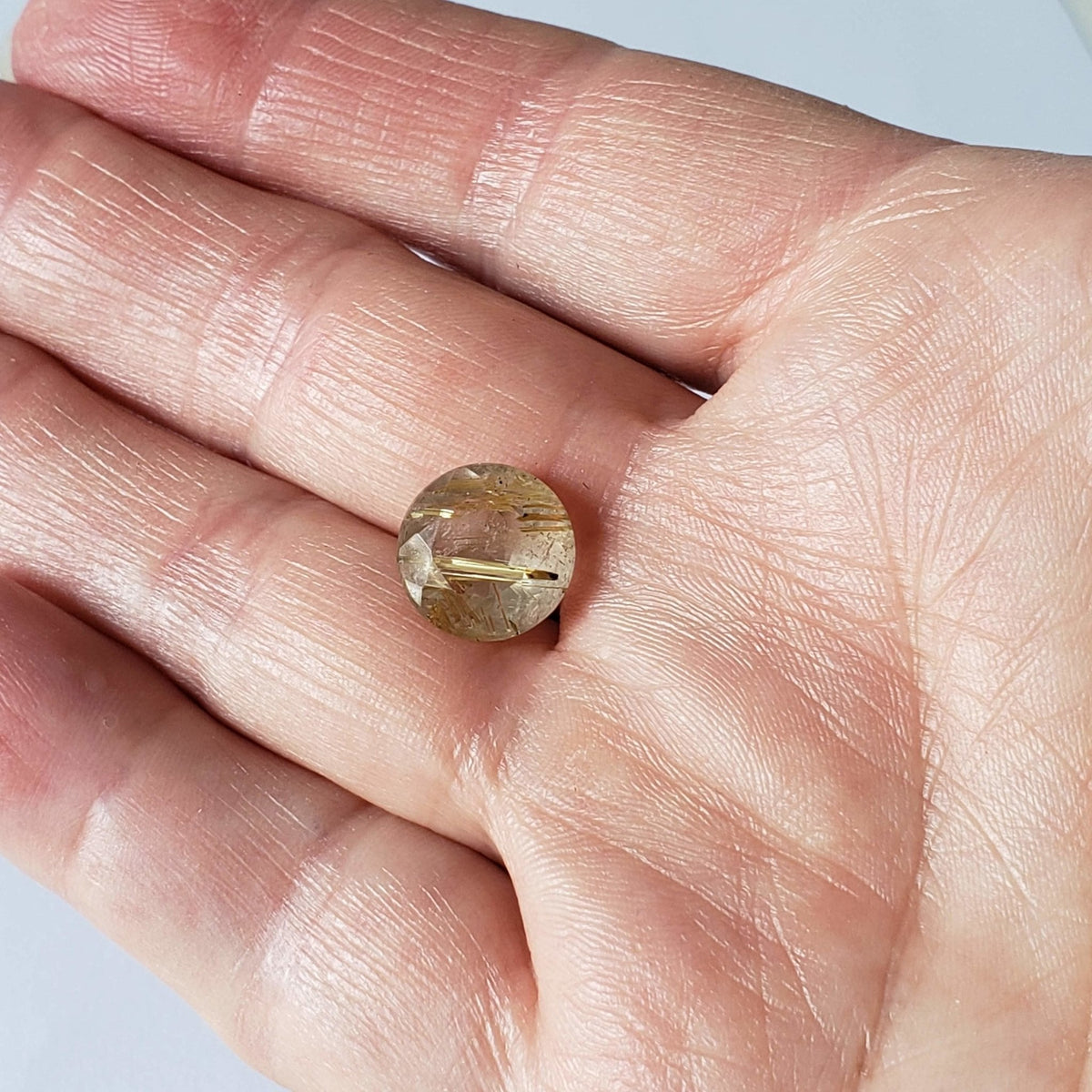 Rutilated Quartz | Faceted Round Cut | 12mm 6.15ct | Brazil