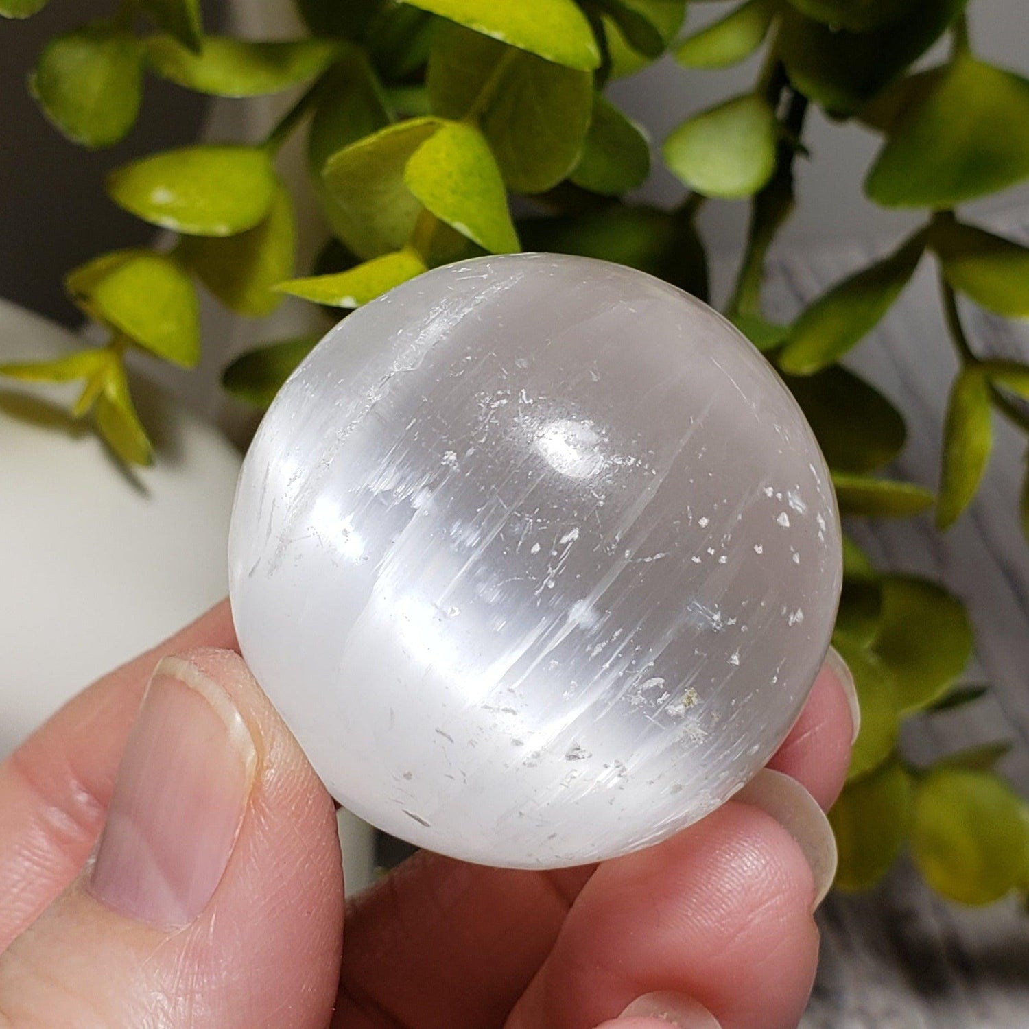 Selenite Satin Spar Crystal Sphere | 39 mm, 1.5 in | 85.4 grams