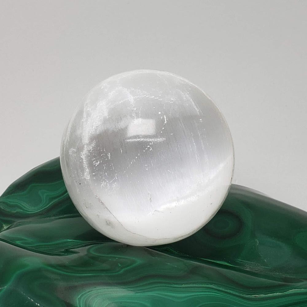 Selenite Satin Spar Sphere | 66 mm, 2.6 in | 355 grams