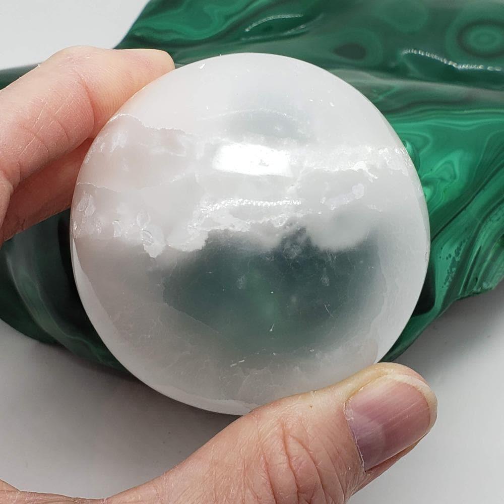 Selenite Satin Spar Sphere | 66 mm, 2.6 in | 355 grams