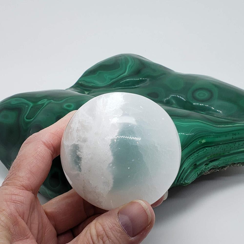 Selenite Satin Spar Sphere | 66 mm, 2.6 in | 355 grams