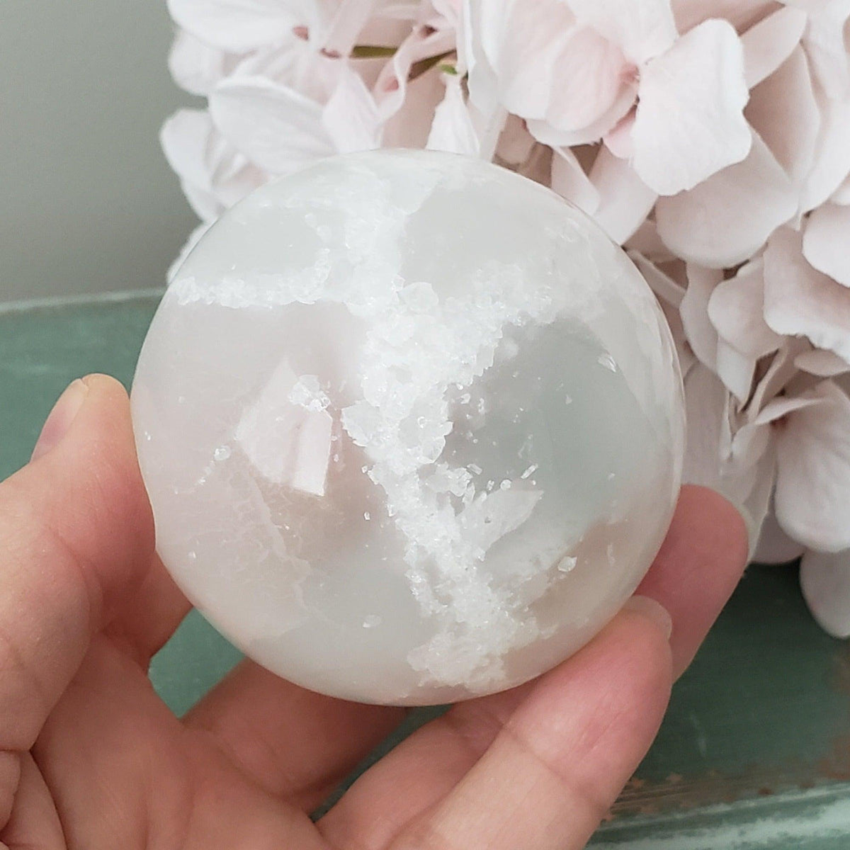 Selenite Satin Spar Sphere | 69 mm, 2.7 in | 398 grams