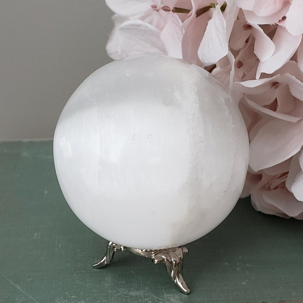 Selenite Satin Spar Sphere | 69 mm, 2.7 in | 398 grams