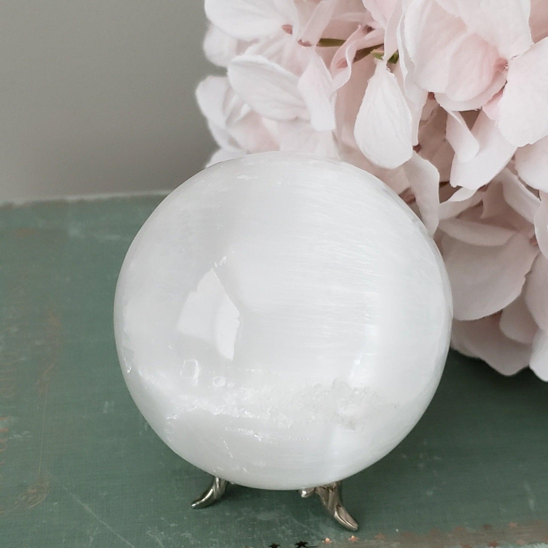  Selenite Satin Spar Sphere 74 mm, 2.9 in 496 grams 