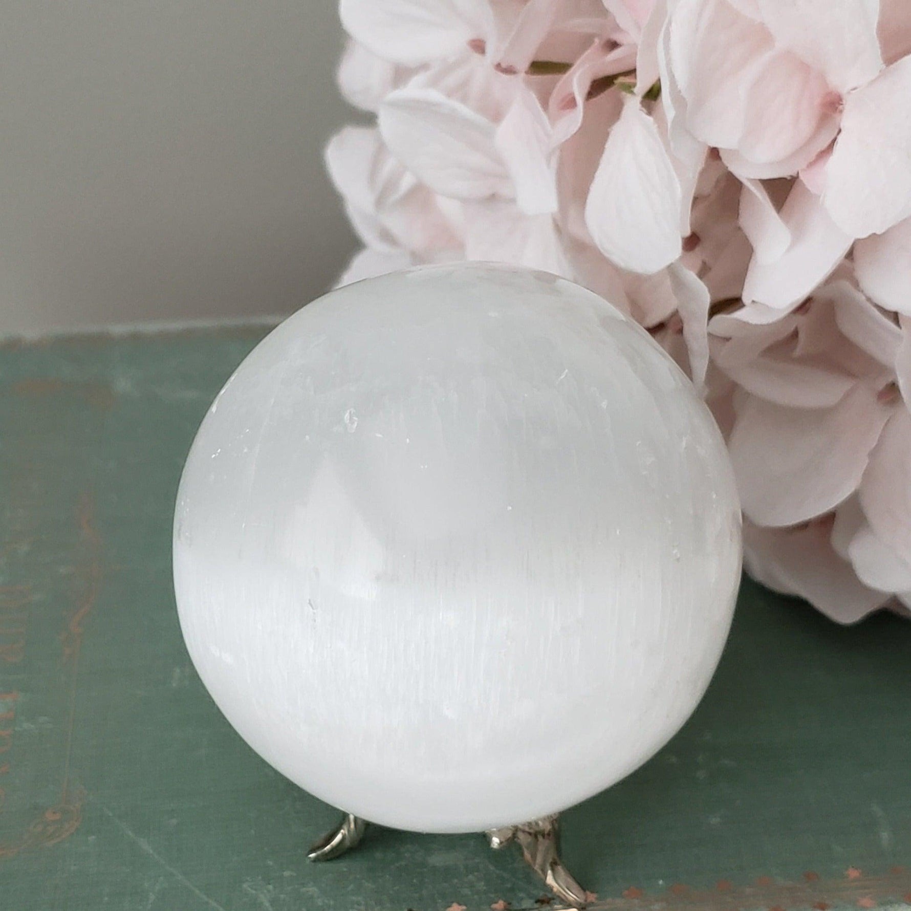  Selenite Satin Spar Sphere 74 mm, 2.9 in 496 grams 