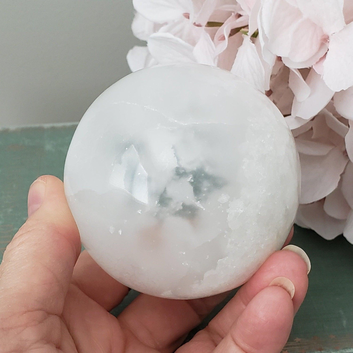 Selenite Satin Spar Crystal Sphere | 75 mm, 2.9 in | 541 grams