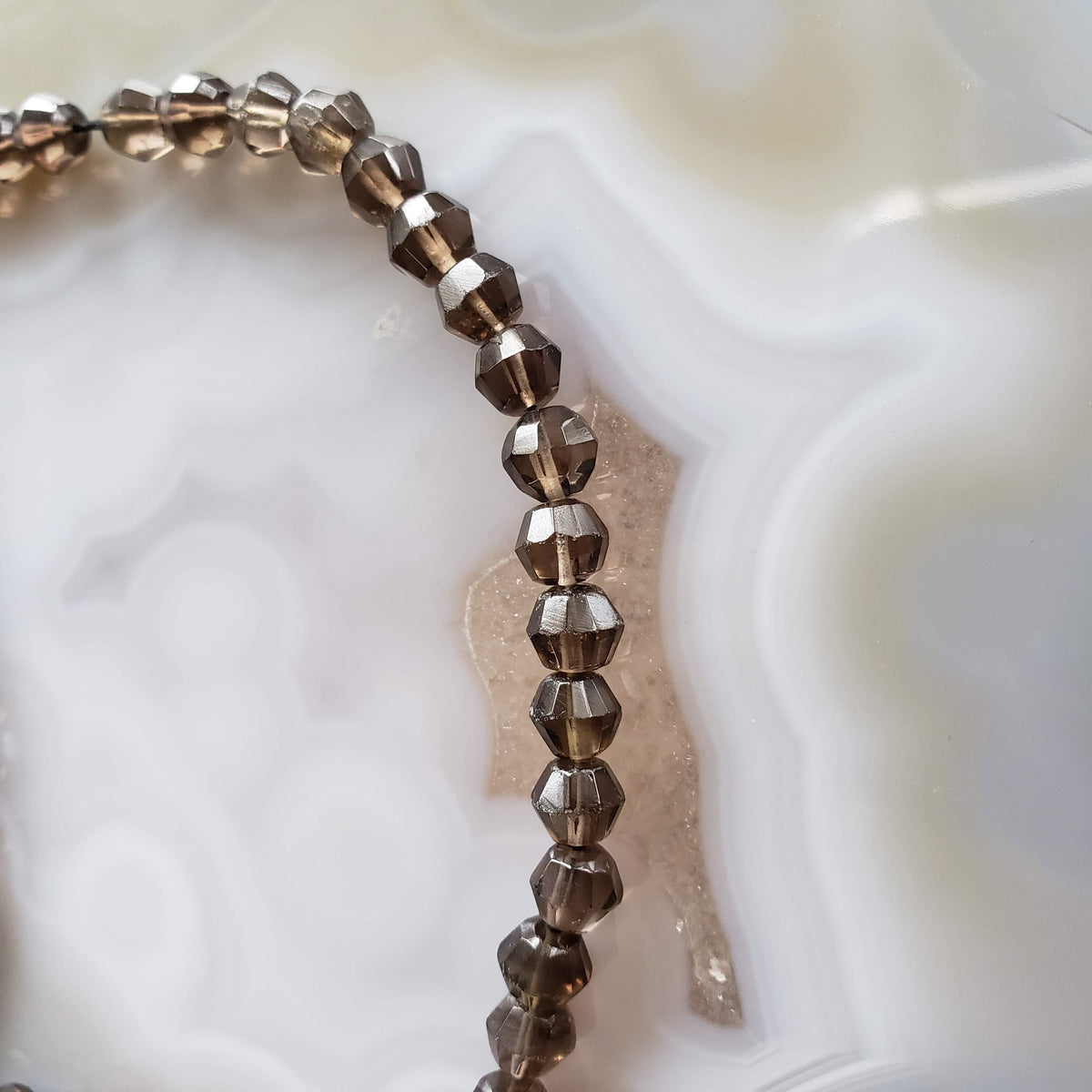 Smoky Quartz Gemstone Beads | 38 cm, 15 inch Strand | Bicone Shape