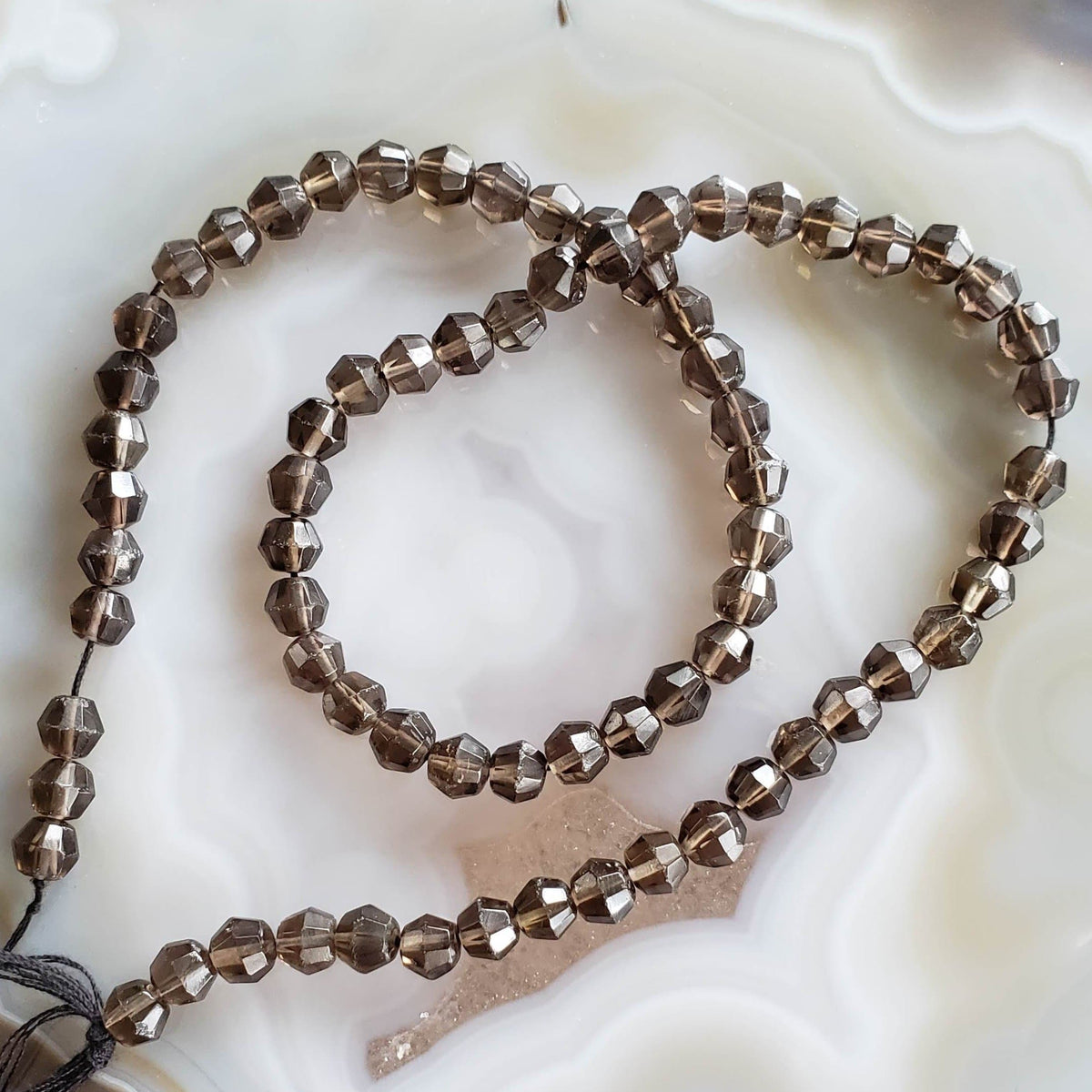 Smoky Quartz Gemstone Beads | 38 cm, 15 inch Strand | Bicone Shape