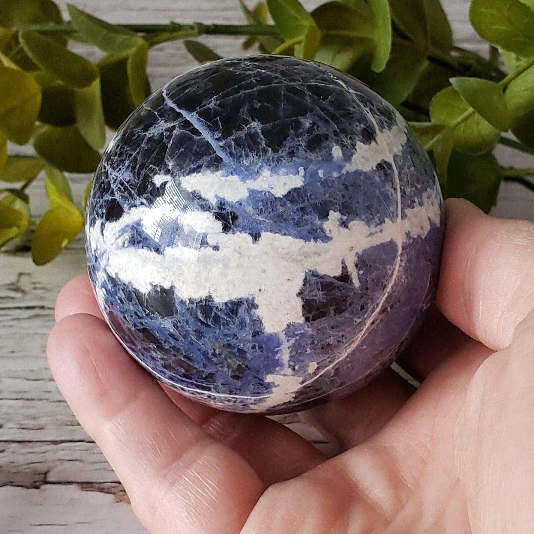  Sodalite Sphere 70 mm, 2.75 in 412 grams from Brazil 