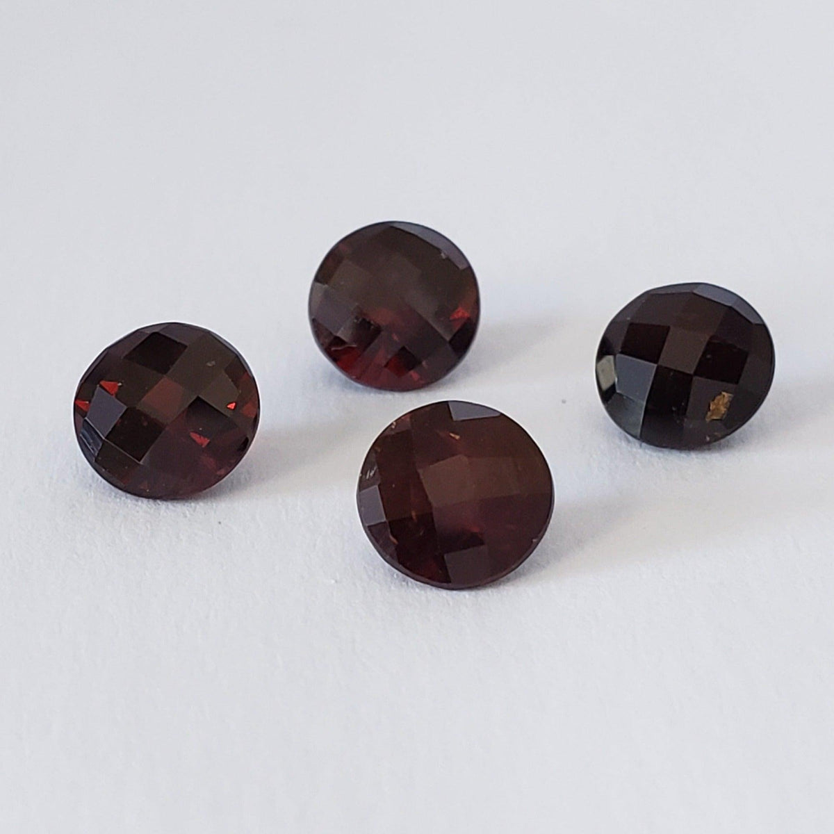  Spessartite Garnet Round Checkerboard Cut Red Orange 6.5mm 