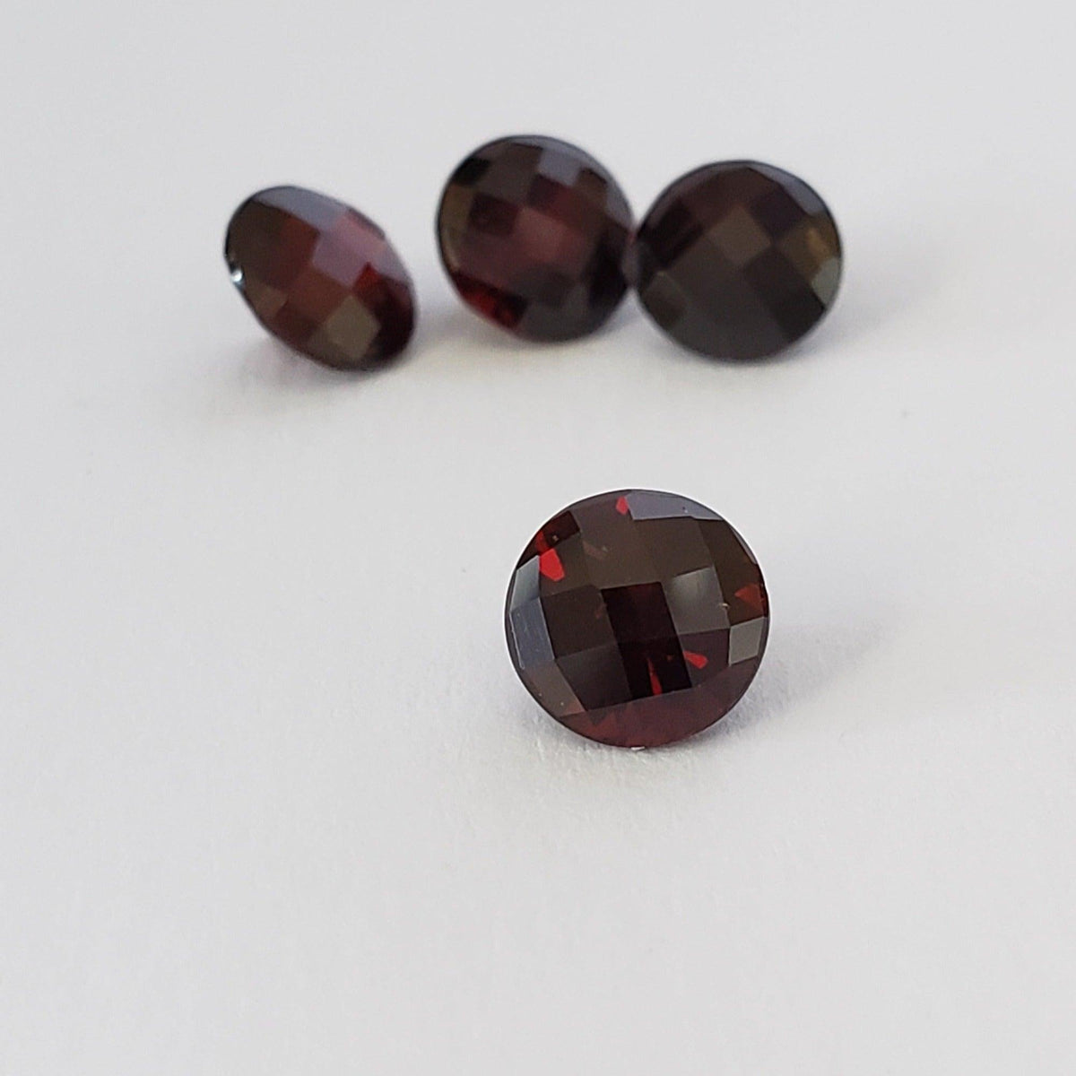  Spessartite Garnet Round Checkerboard Cut Red Orange 6.5mm 