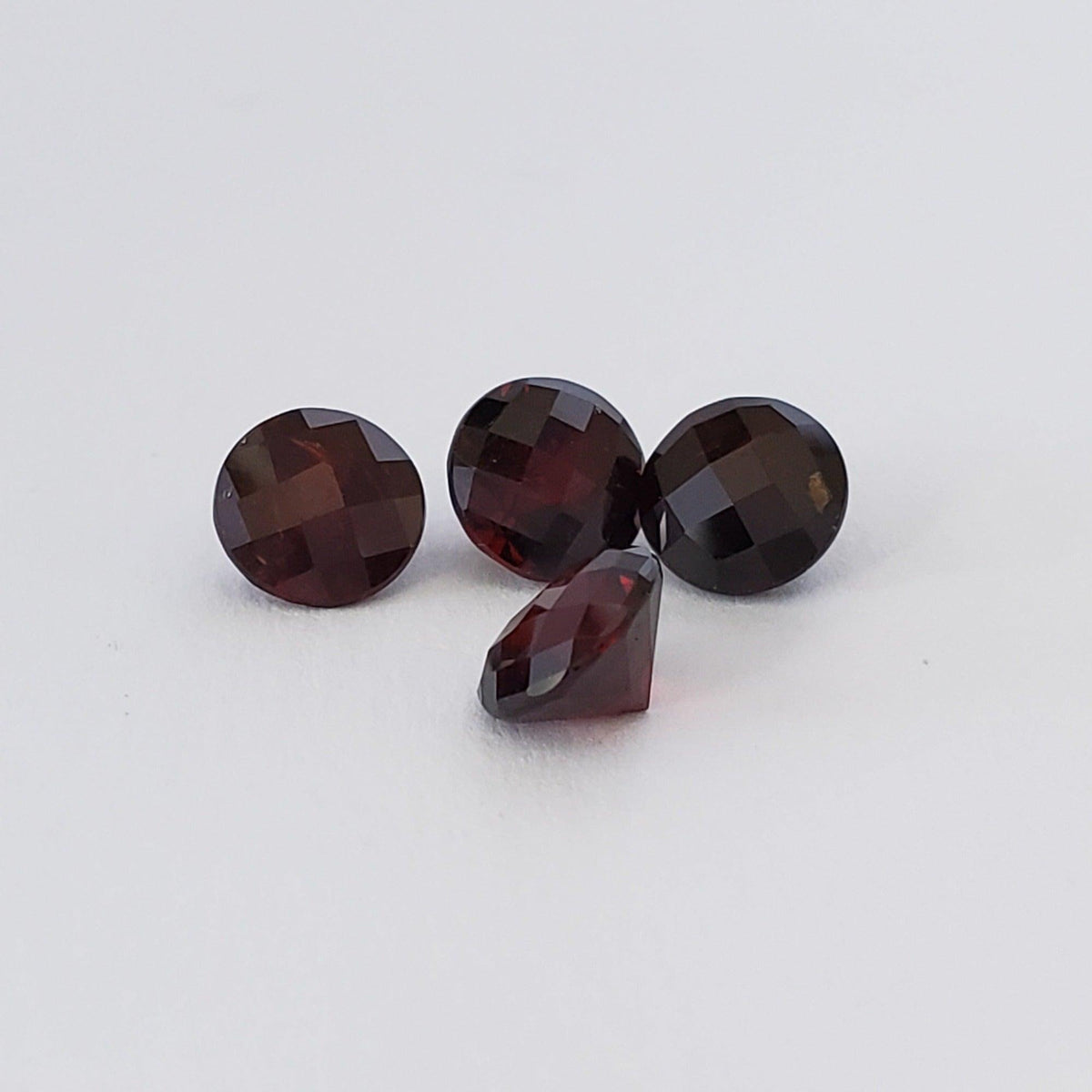  Spessartite Garnet Round Checkerboard Cut Red Orange 6.5mm 