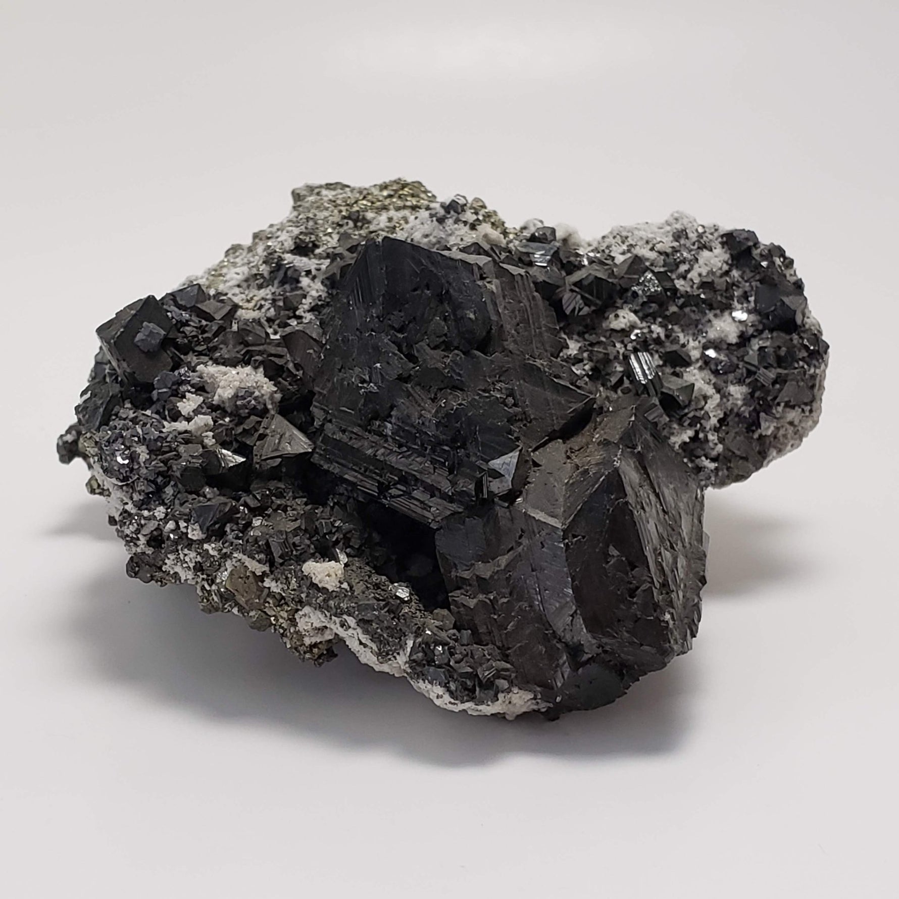 Terminated Tetrahedrite Crystal with Pyrite and Sphalerite | AAA Cluster | 462 Grams | Peru