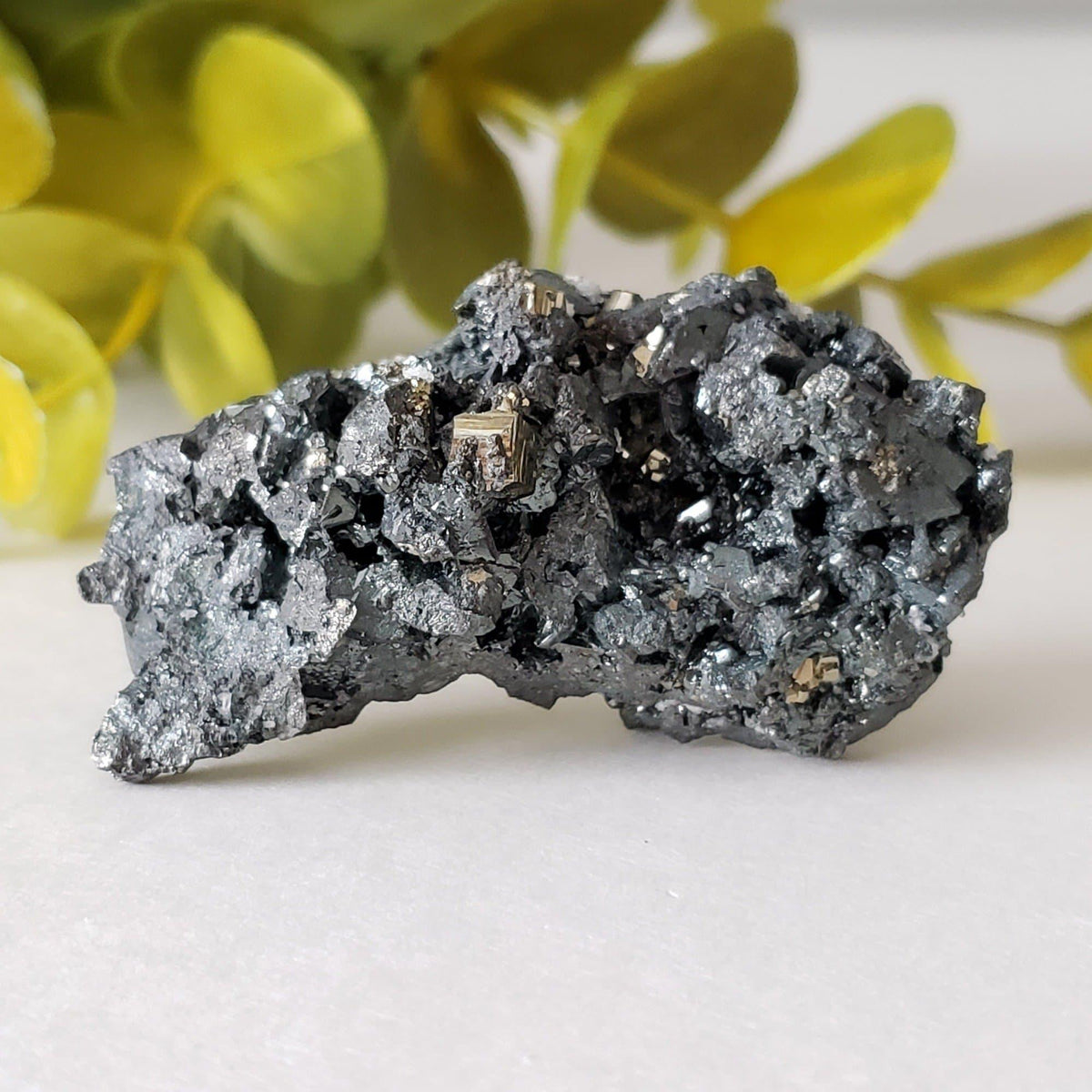 Tetrahedrite, Pyrite and Calcite Crystal Cluster | 43.8 Grams | Lima, Peru