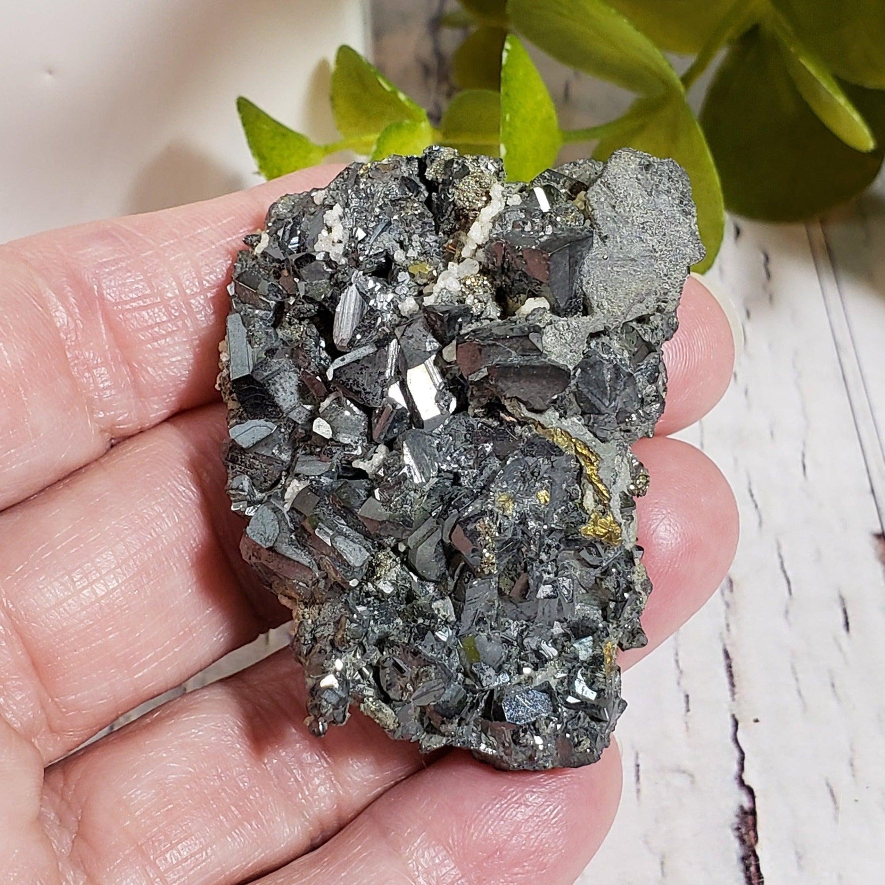 Tetrahedrite Pyrite Calcite and Quartz Crystal Cluster 65.65 Grams, Lima Peru