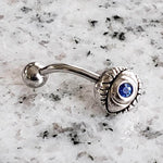 Third Eye Belly Ring | Surgical Steel and 925 Silver | Tanzanite Crystal