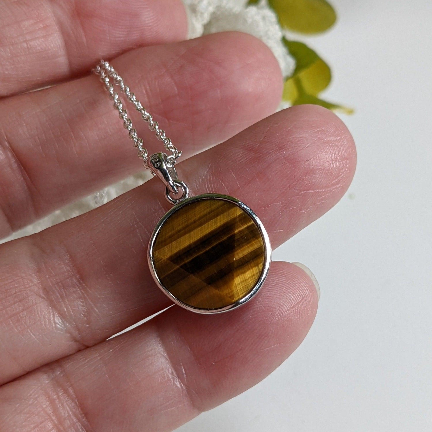 Tigers Eye Pendant | Two Sided Faceted Stone | 925 Sterling Silver | Brazil