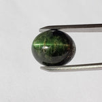  Tourmaline Cats Eye | Oval Cabochon | Forest Green | 15.3x13 mm 