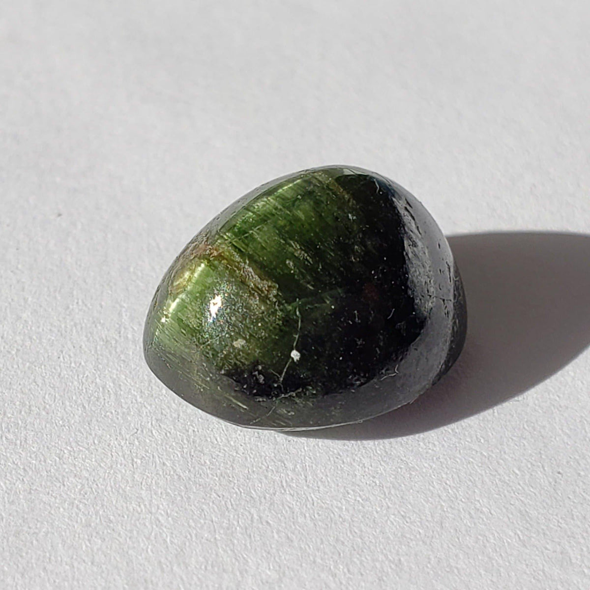  Tourmaline Cats Eye | Oval Cabochon | Forest Green | 15.3x13 mm 