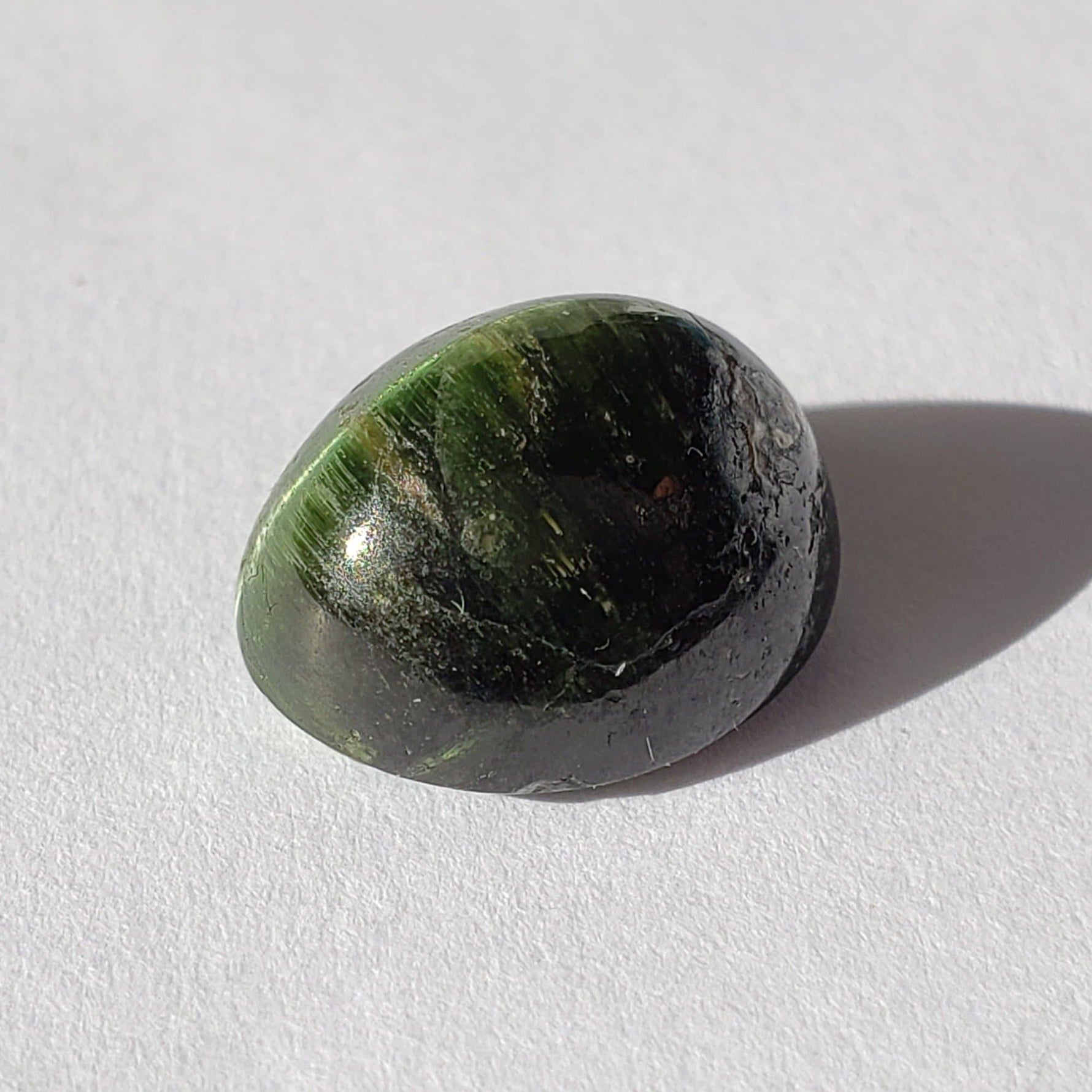  Tourmaline Cats Eye | Oval Cabochon | Forest Green | 15.3x13 mm 