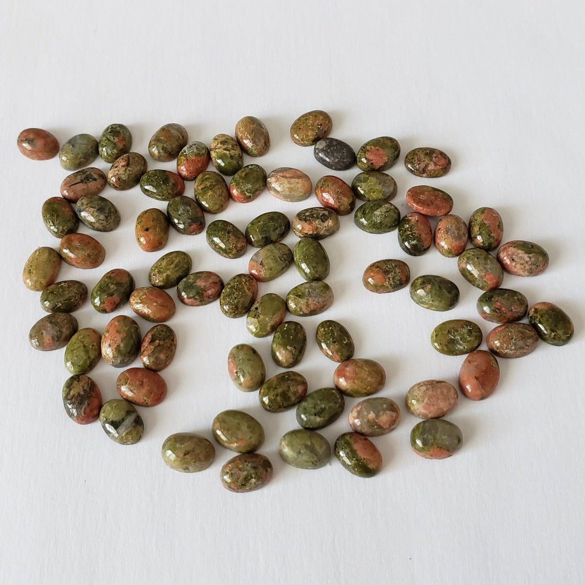 Unakite | Oval Cabochon | Green With Red | 7X5mm