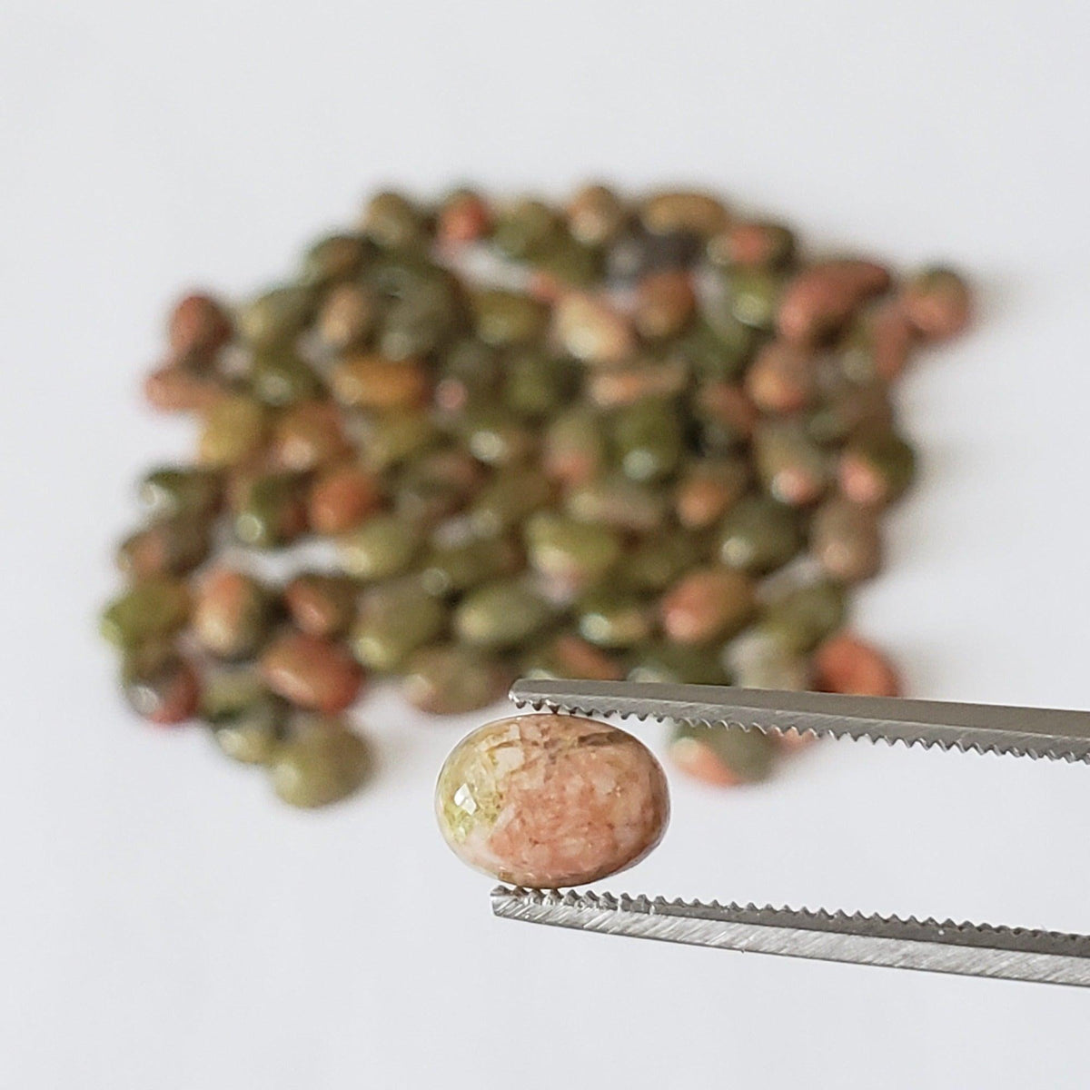 Unakite | Oval Cabochon | Green With Red | 7X5mm