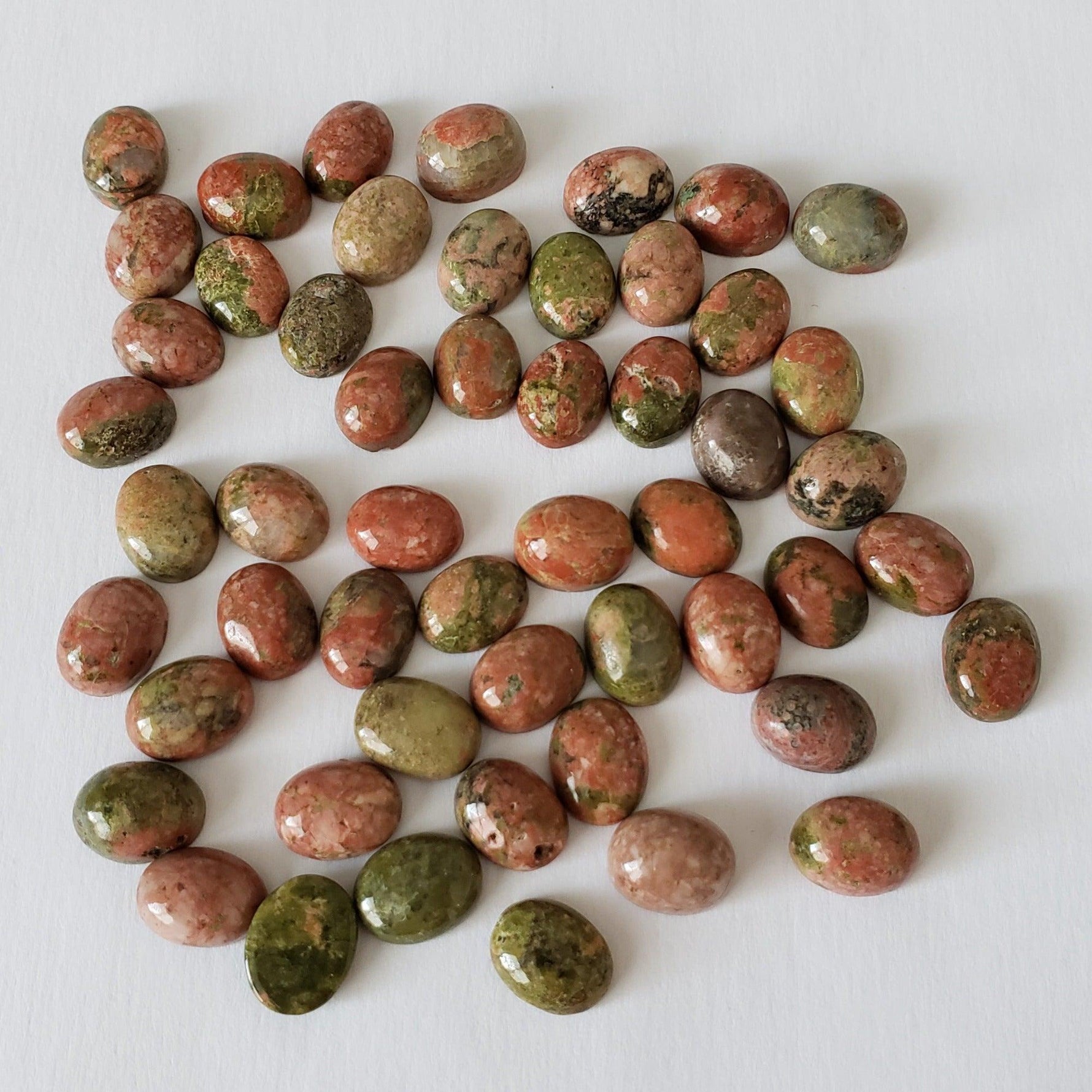 Unakite | Oval Cabochon | Green with Red | 9x7mm