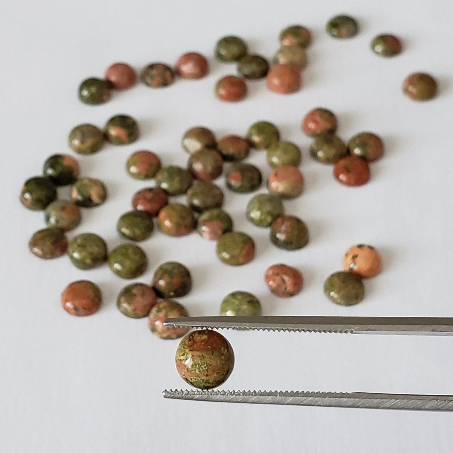 Unakite | Round Cabochon | Green with Red | 6mm