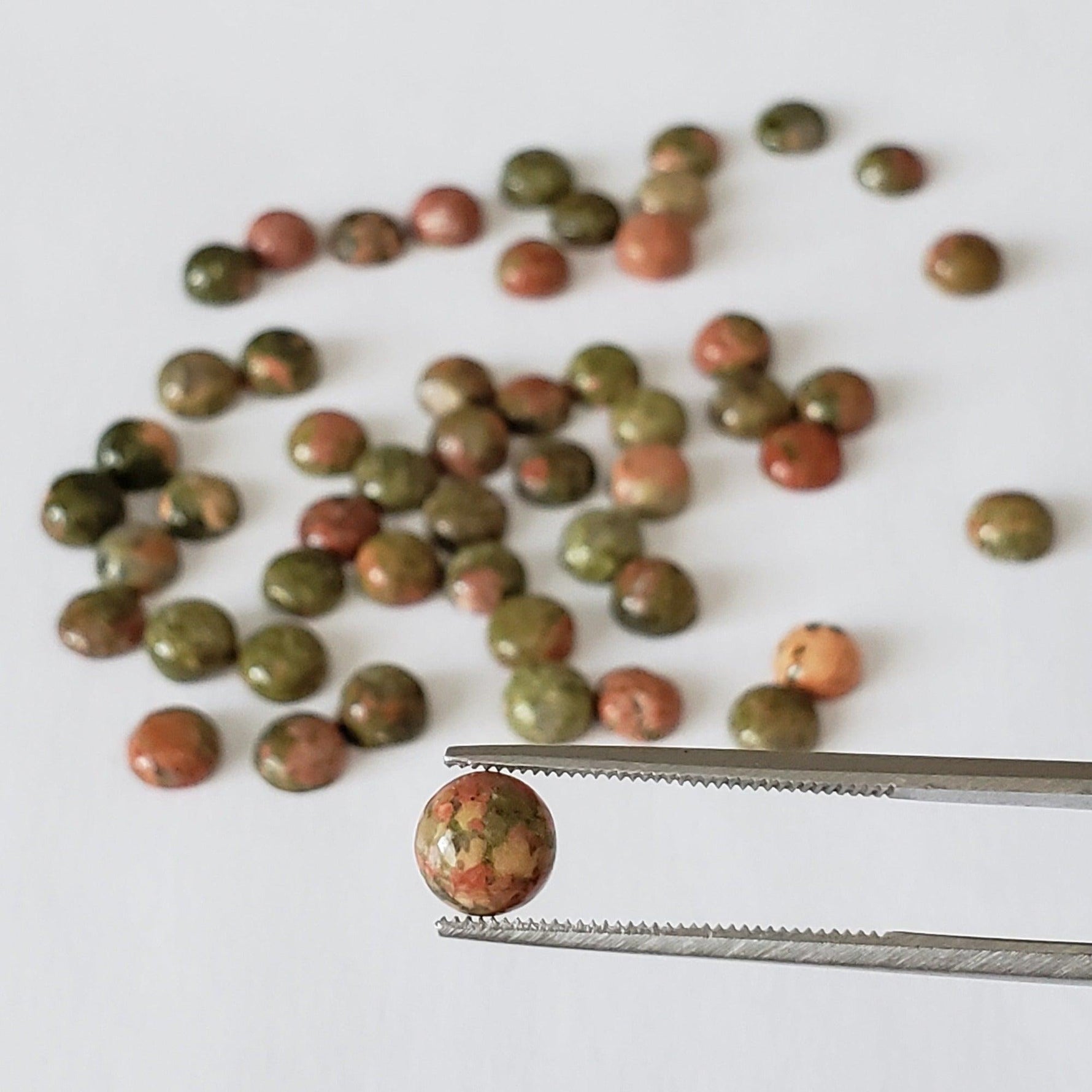 Unakite | Round Cabochon | Green with Red | 6mm