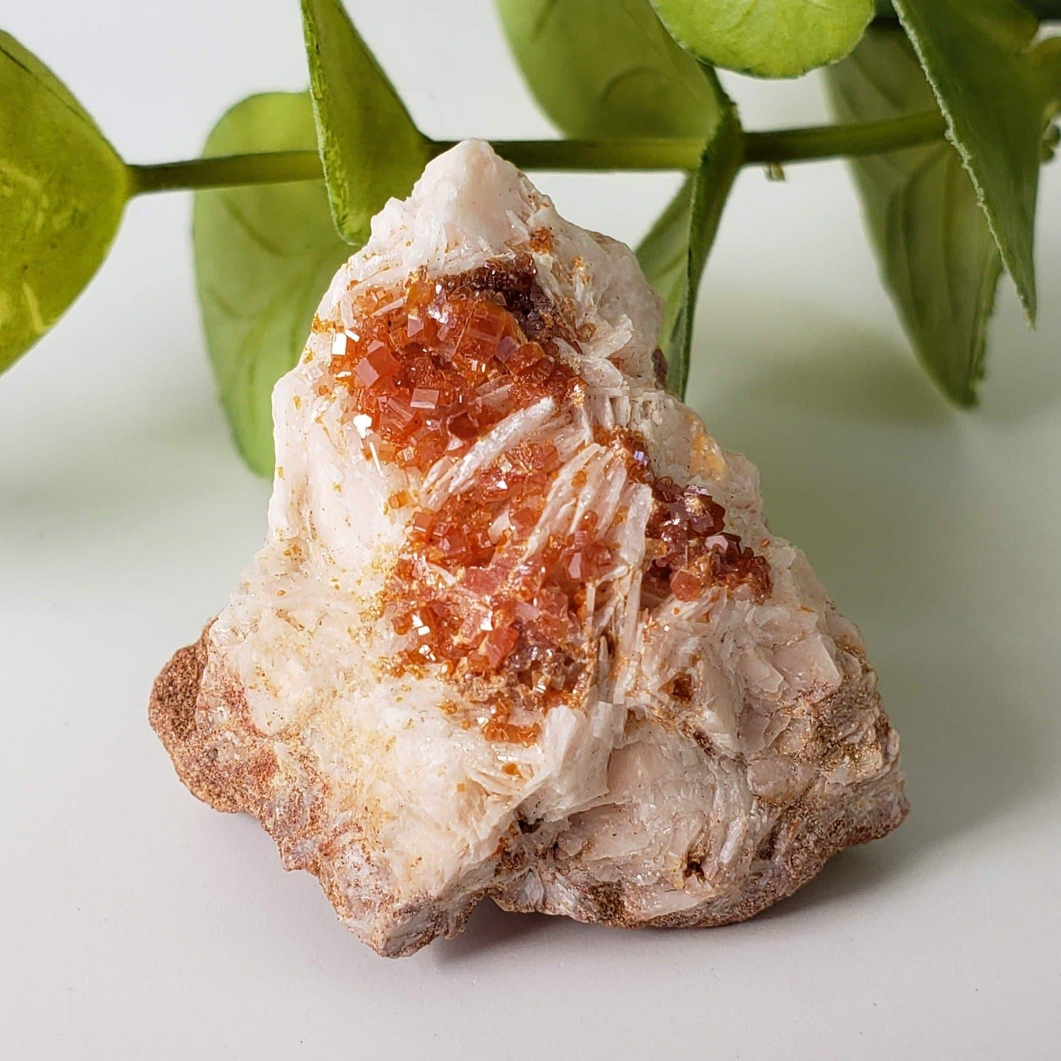 Vanadinite on Barite Crystal | Cubic Orange Red Mineral | Morocco