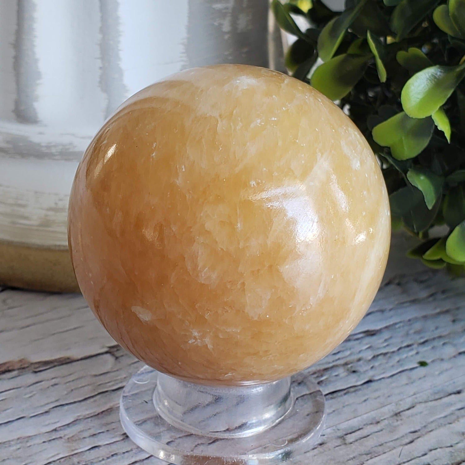 Yellow Jade Sphere | 55.5 mm, 2.2 in | 243.7 grams | China | Canagem.com