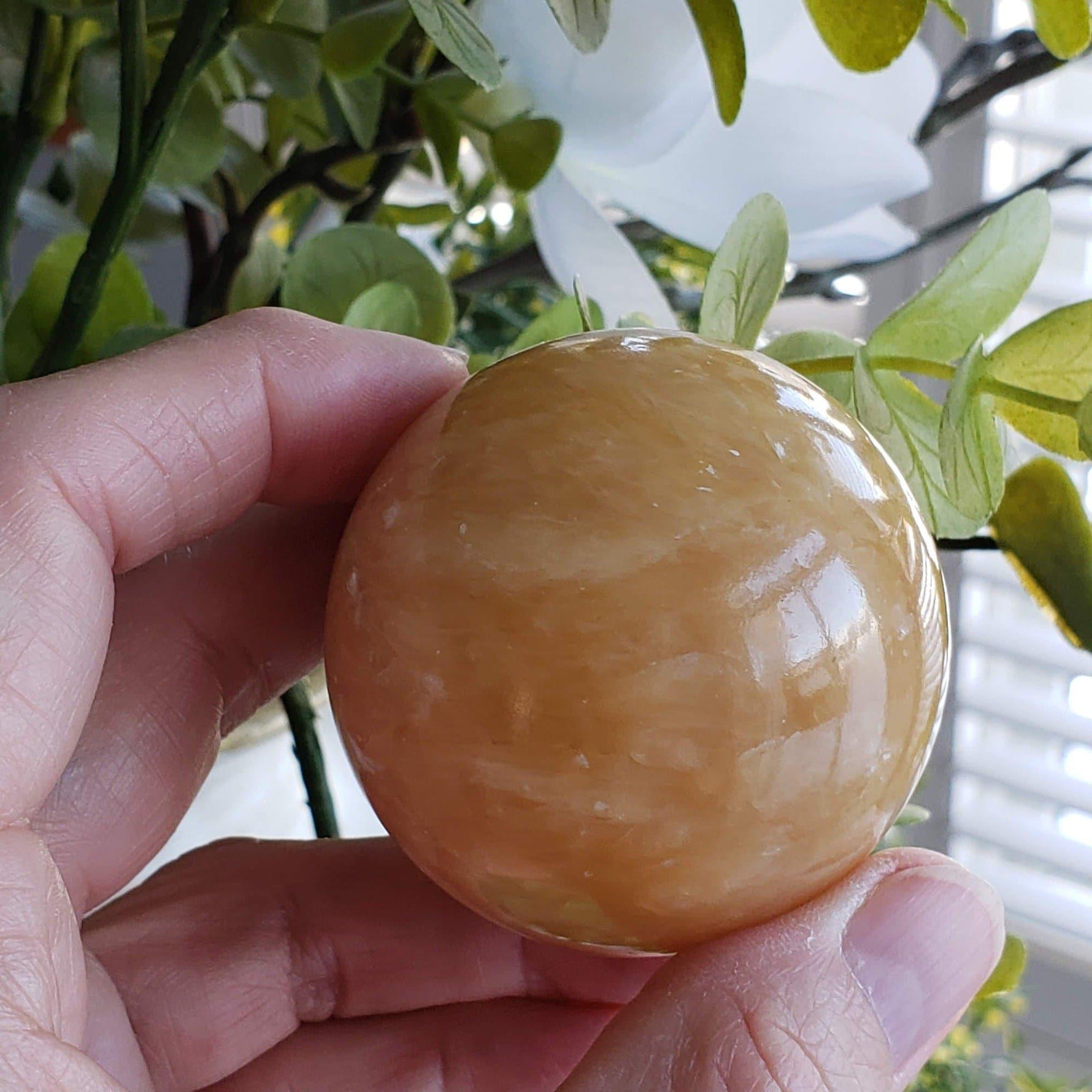 Yellow Jade Crystal Sphere | 55.5 mm, 2.2 in | 243.7 grams | China